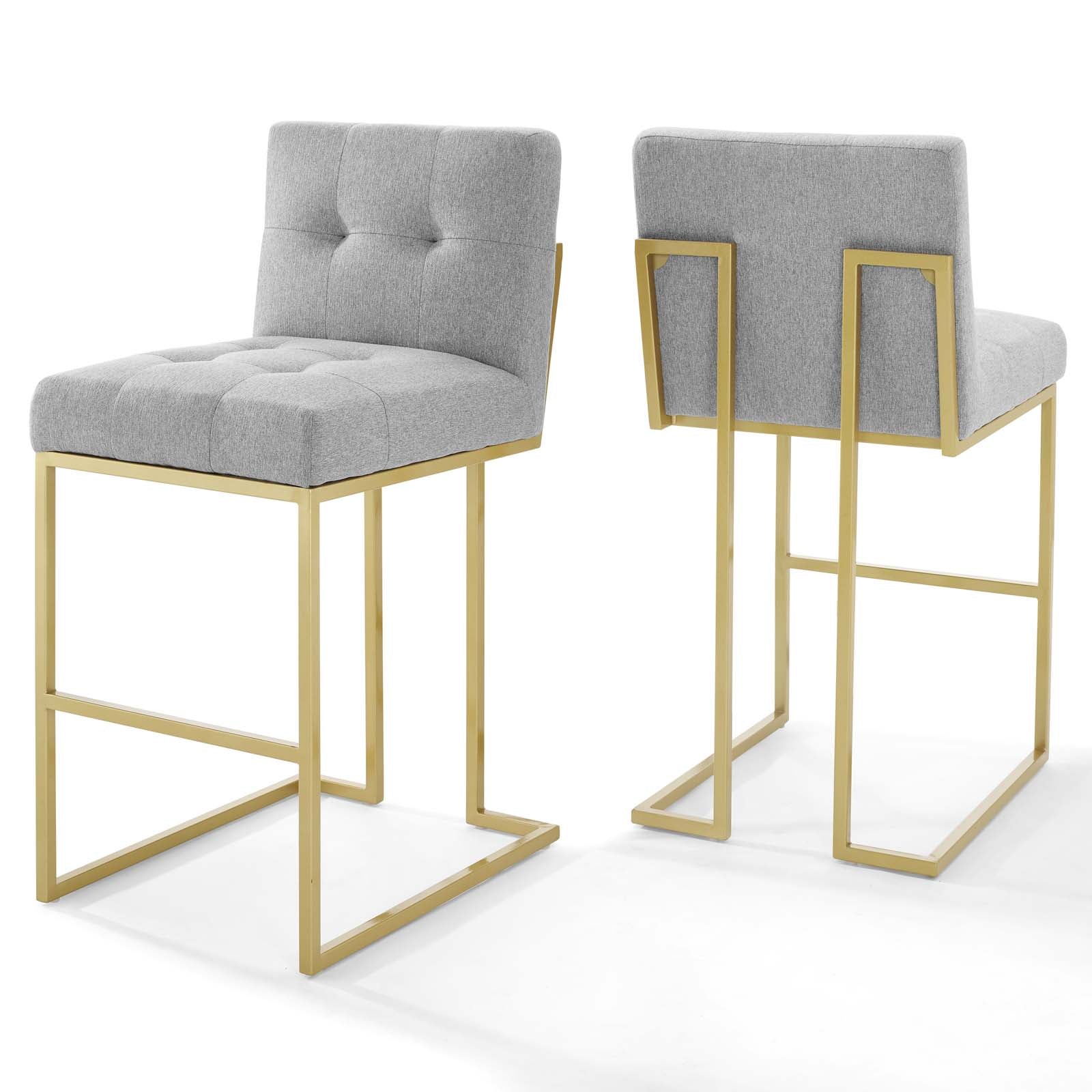 Privy Gold Stainless Steel Upholstered Fabric Bar Stool Set of 2