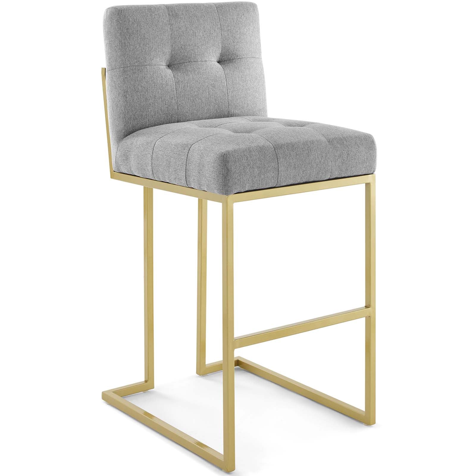 Privy Gold Stainless Steel Upholstered Fabric Bar Stool Set of 2