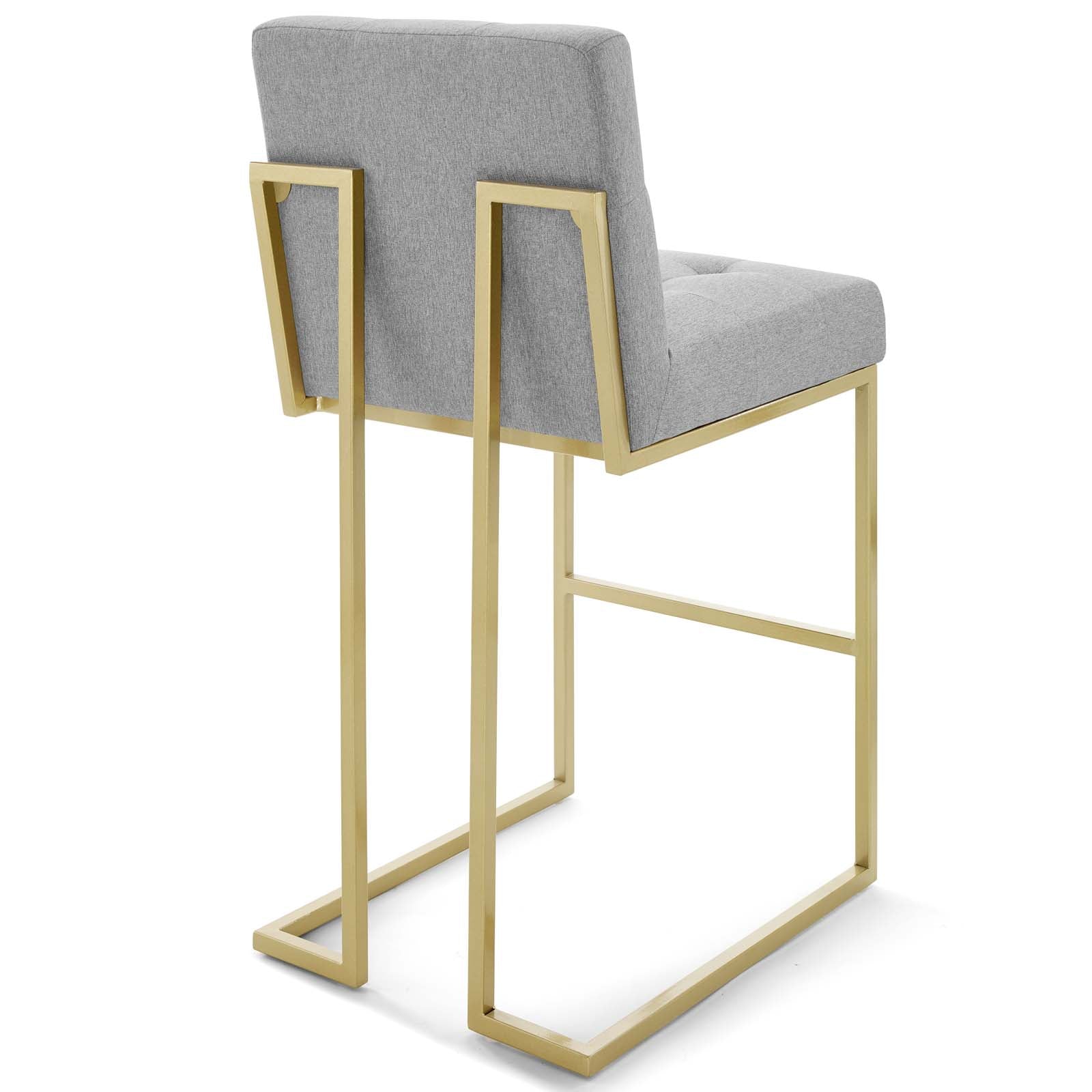 Privy Gold Stainless Steel Upholstered Fabric Bar Stool Set of 2