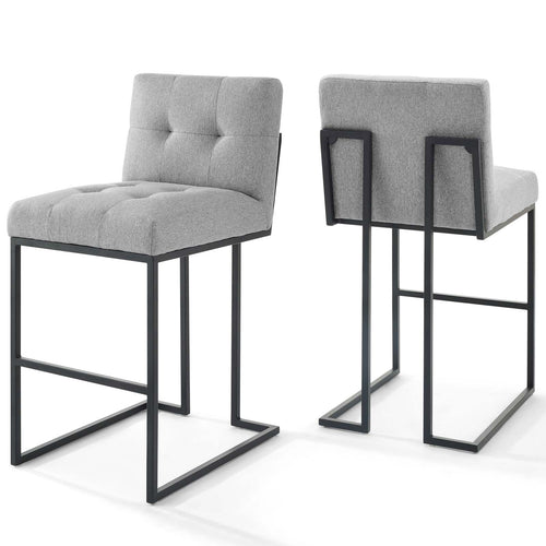 Privy Black Stainless Steel Upholstered Fabric Bar Stool Set of 2