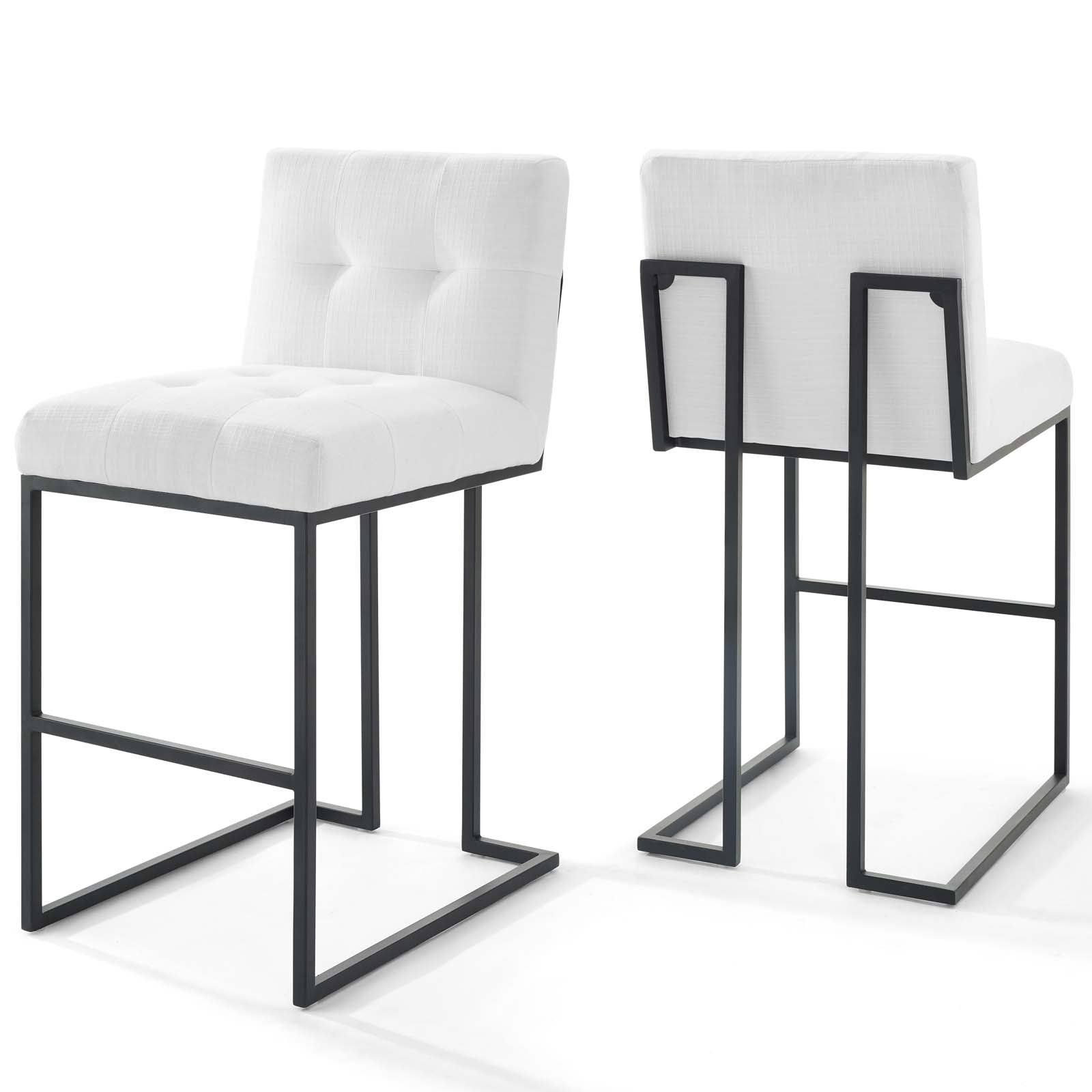 Privy Black Stainless Steel Upholstered Fabric Bar Stool Set of 2