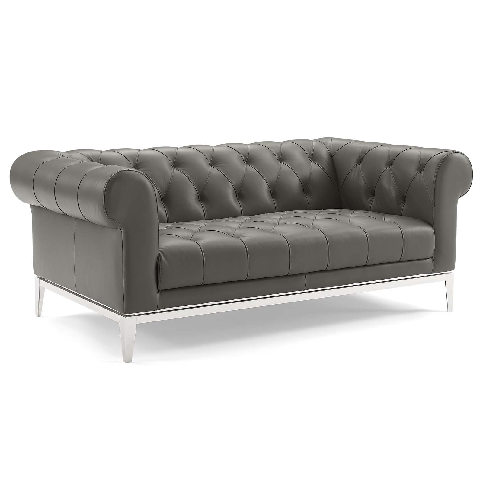 Idyll Tufted Upholstered Leather Loveseat and Armchair