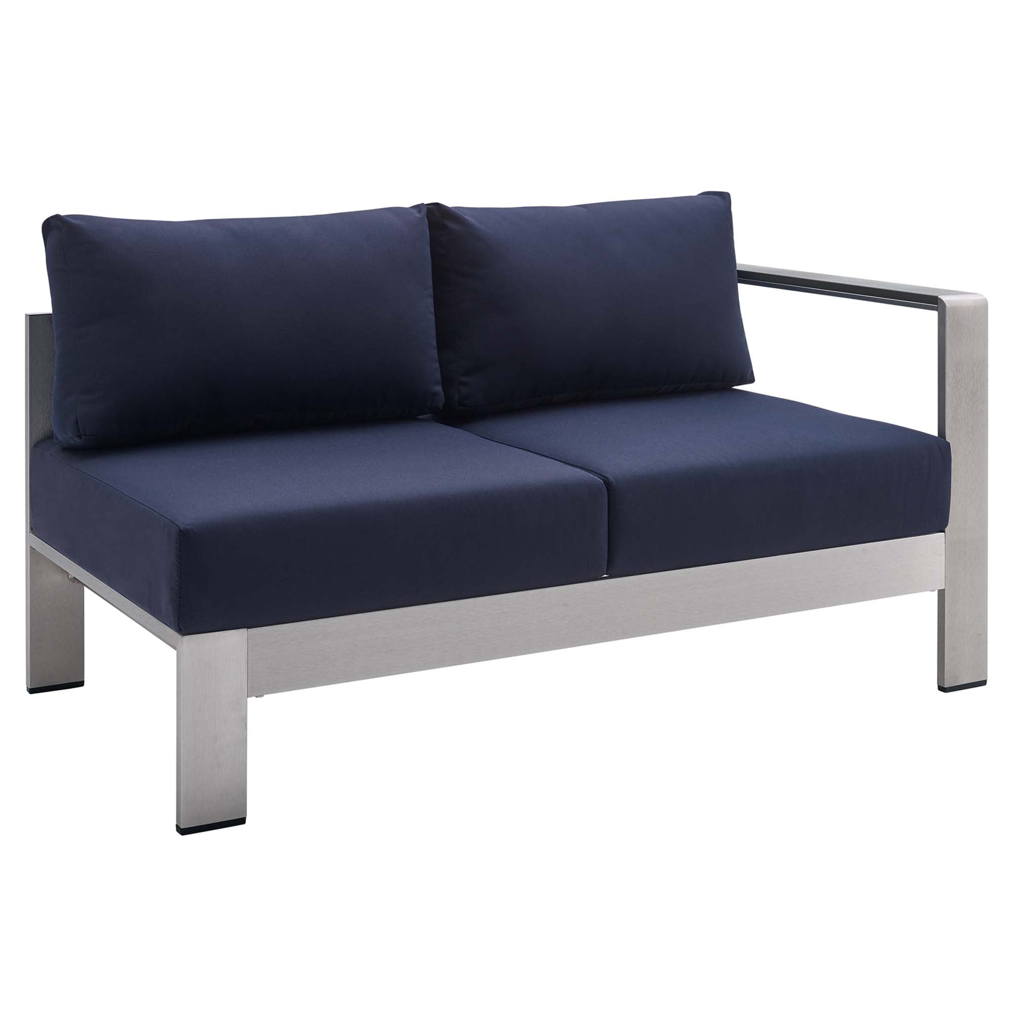 Shore Sunbrella® Fabric Aluminum Outdoor Patio Right-Arm Loveseat