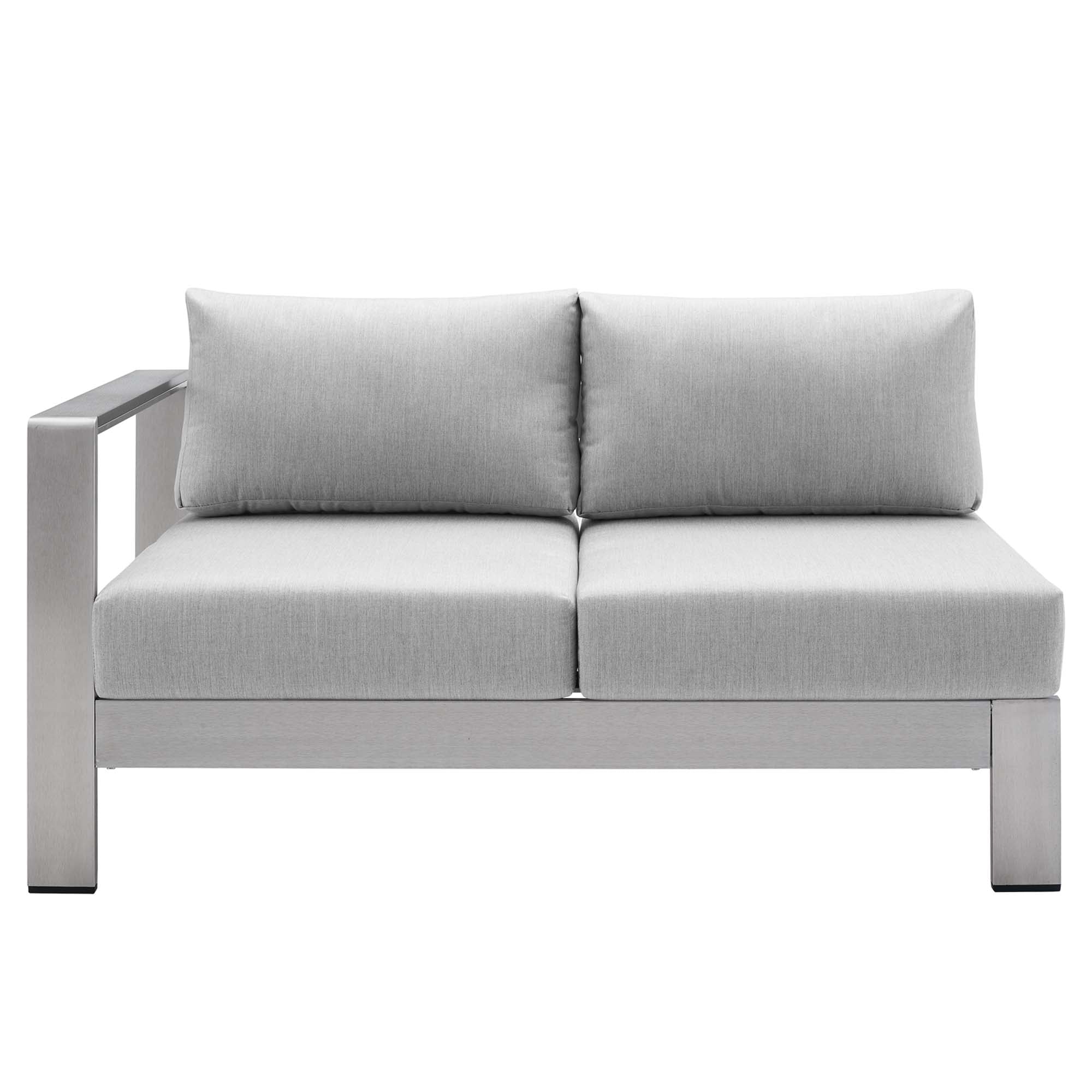 Shore Sunbrella® Fabric Aluminum Outdoor Patio Left-Arm Loveseat