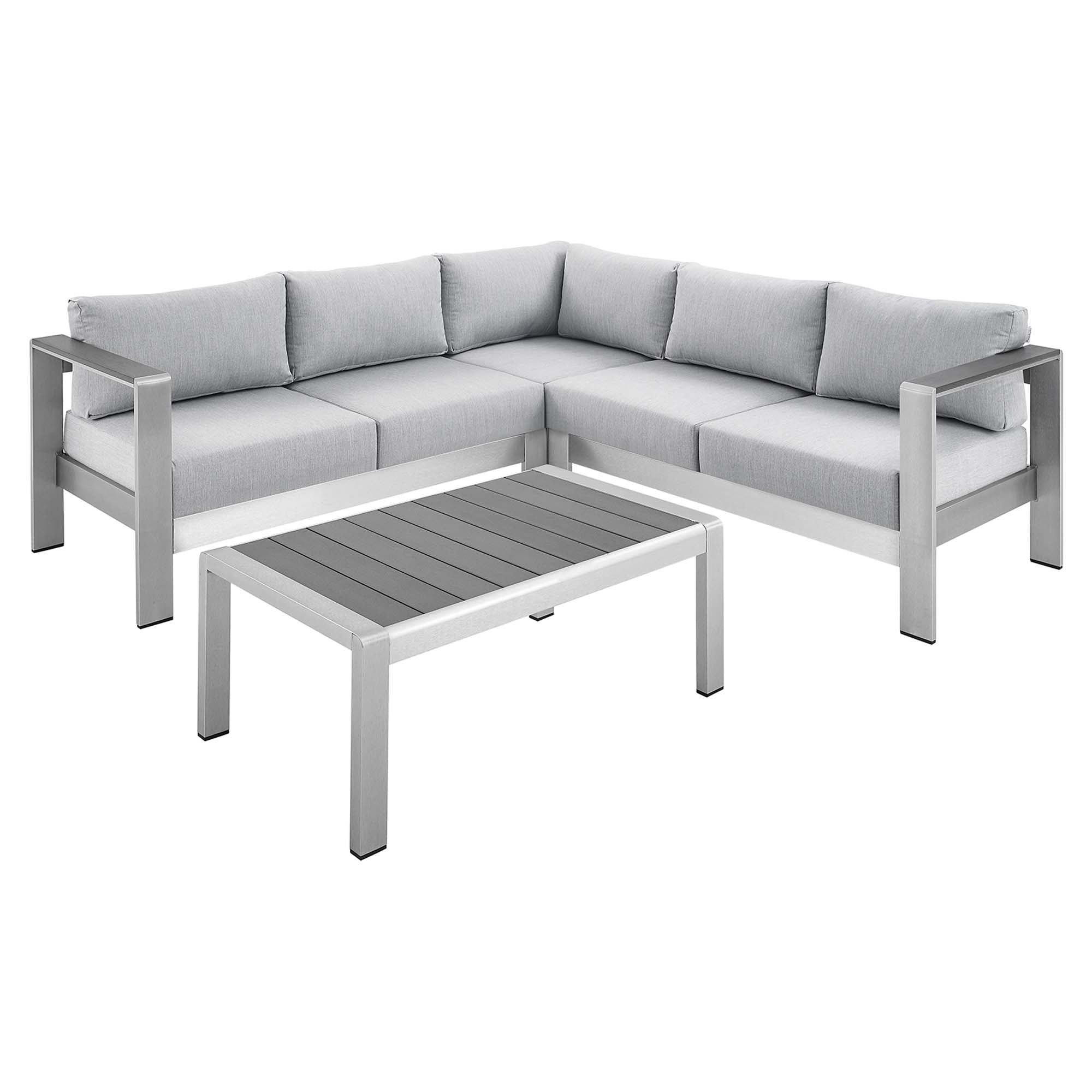 Shore Sunbrella® Fabric Outdoor Patio Aluminum 4 Piece Sectional Sofa Set