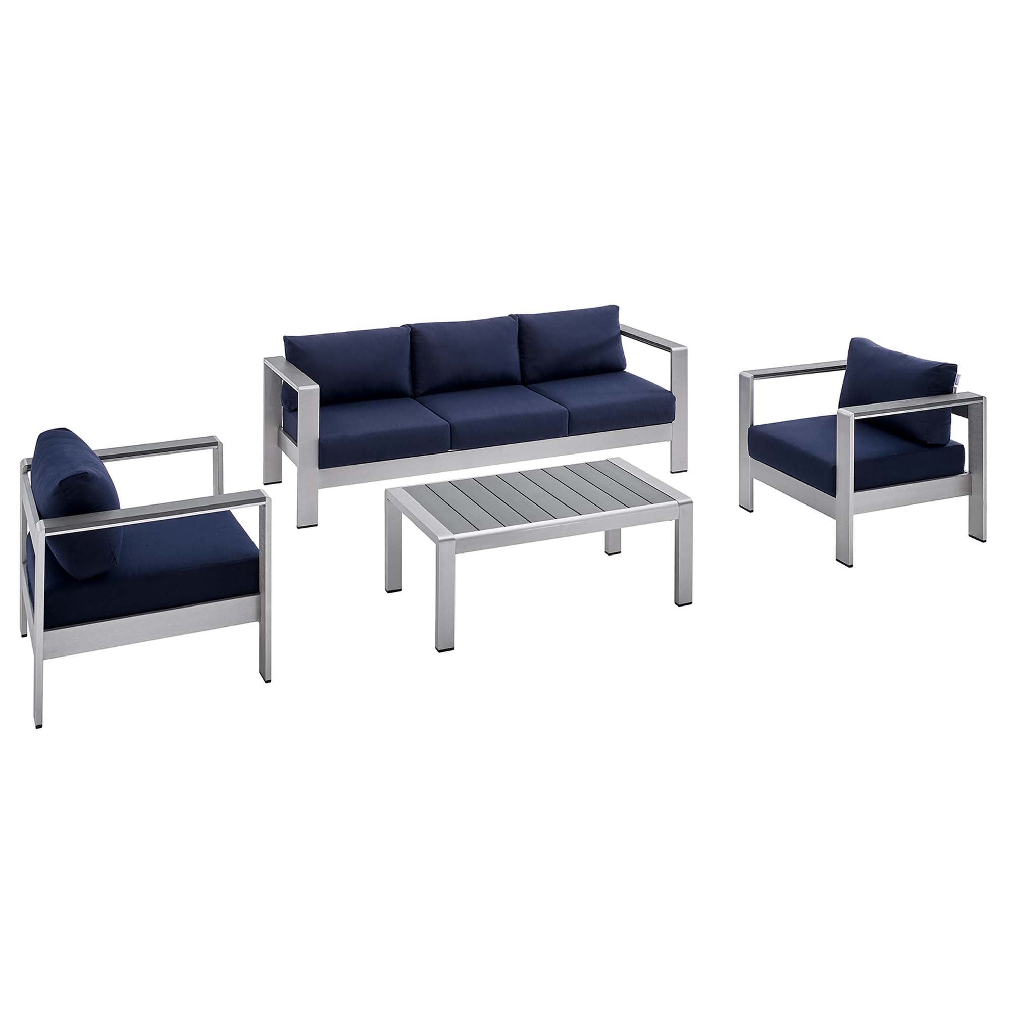 Shore Sunbrella® Fabric Outdoor Patio Aluminum 4 Piece Set