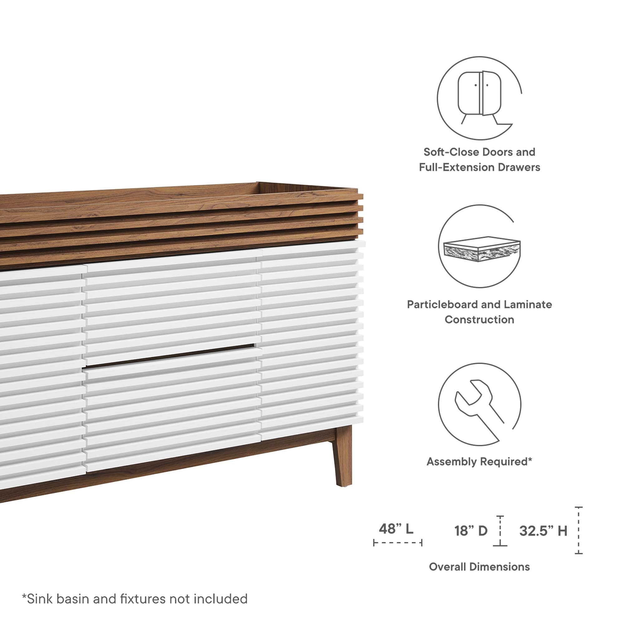 Render 48" Single Sink Compatible (not included) Bathroom Vanity Cabinet