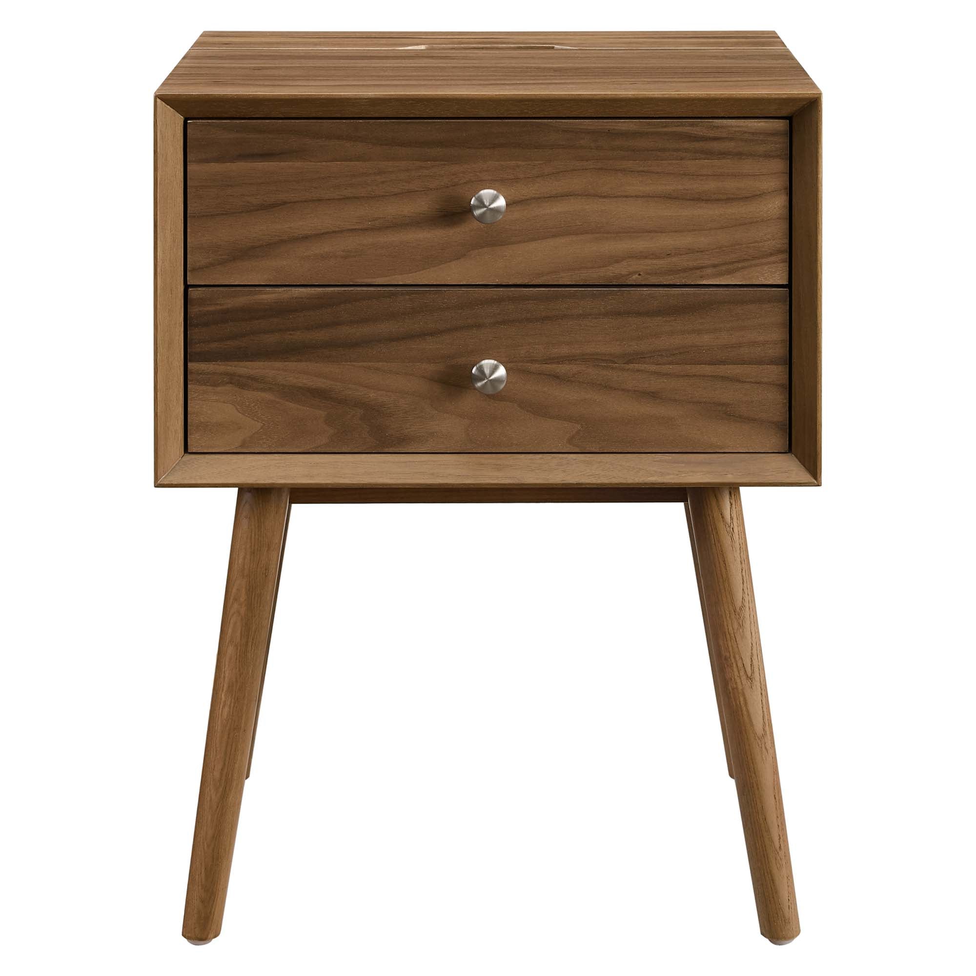 Ember Wood Nightstand With USB Ports