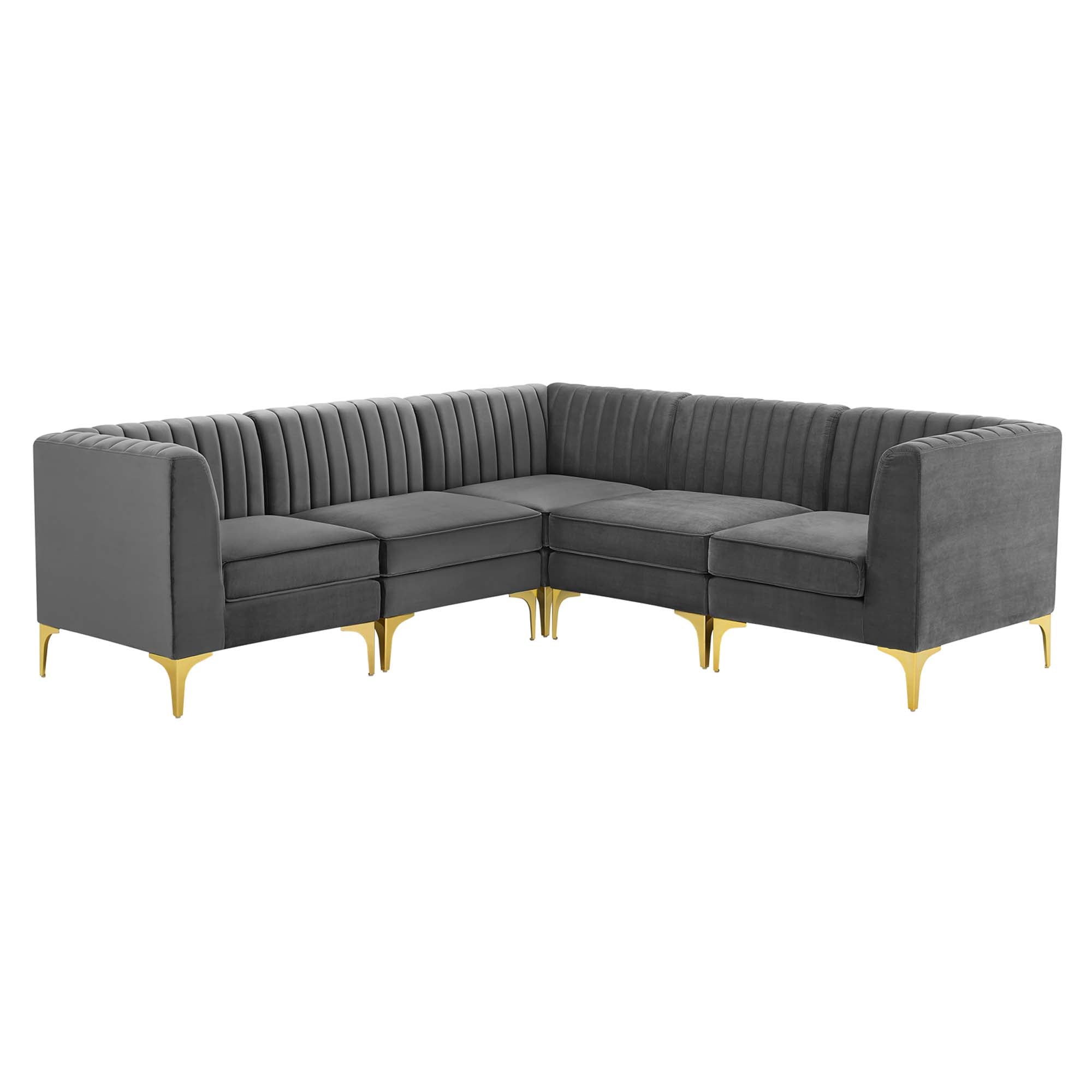 Triumph Channel Tufted Performance Velvet 5-Piece Sectional Sofa