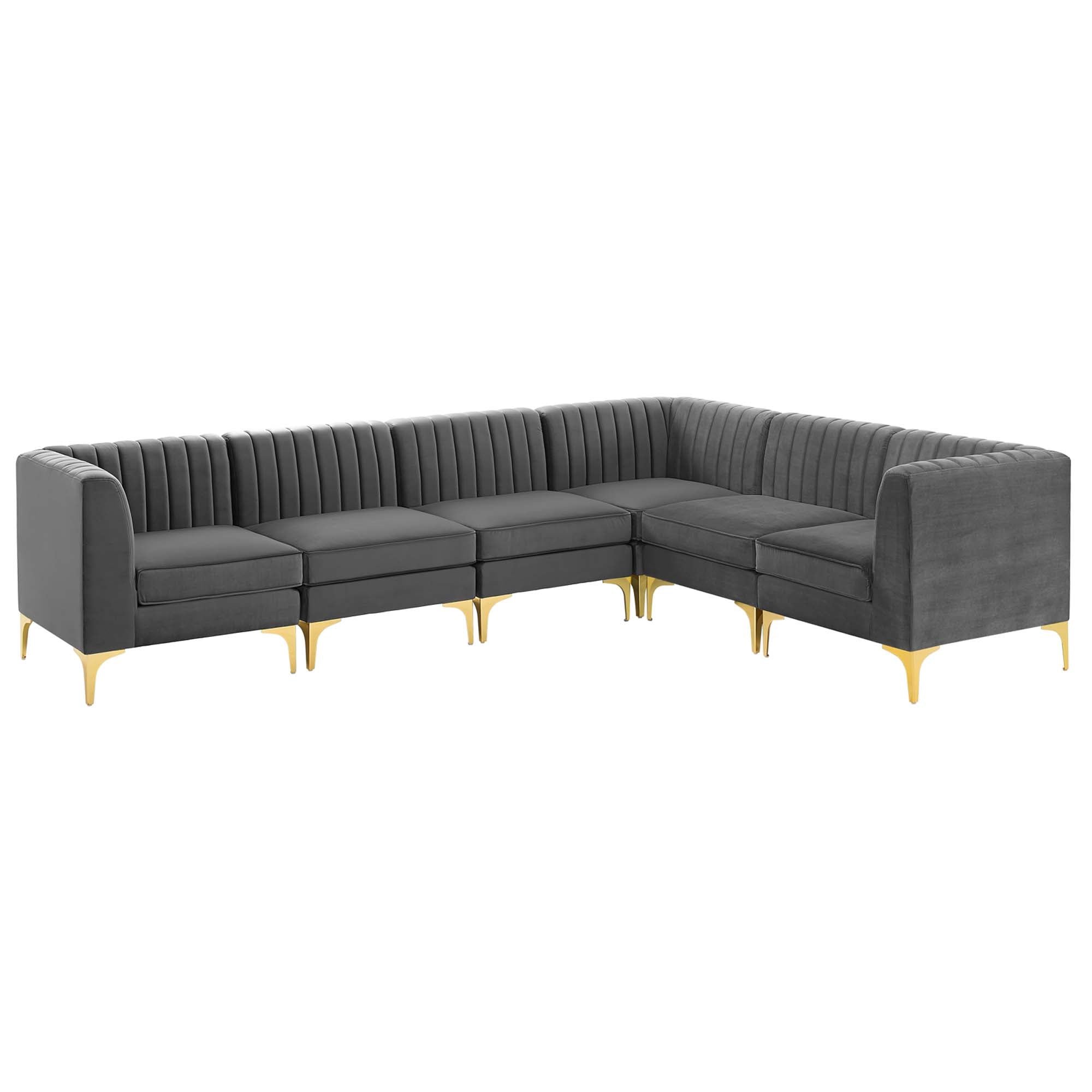 Triumph Channel Tufted Performance Velvet 6-Piece Sectional Sofa