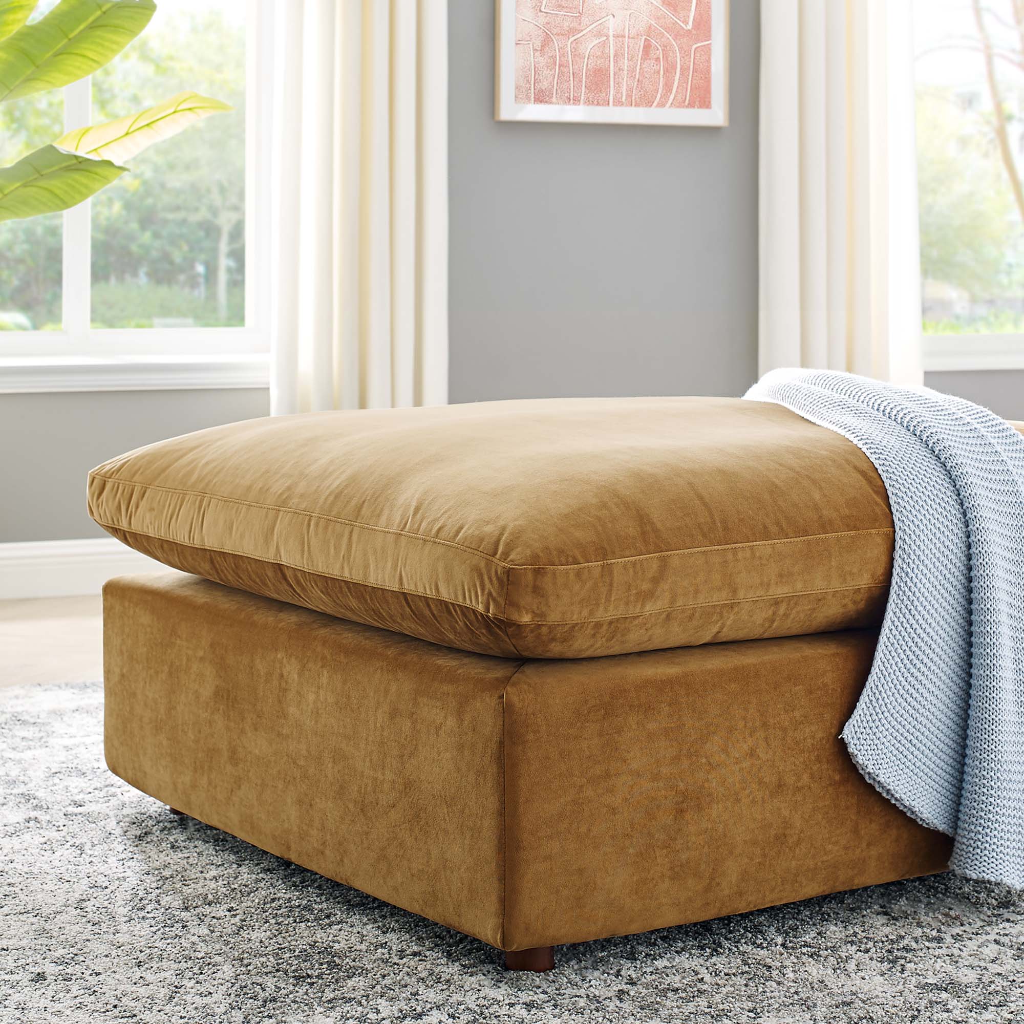 Commix Down Filled Overstuffed Performance Velvet Ottoman