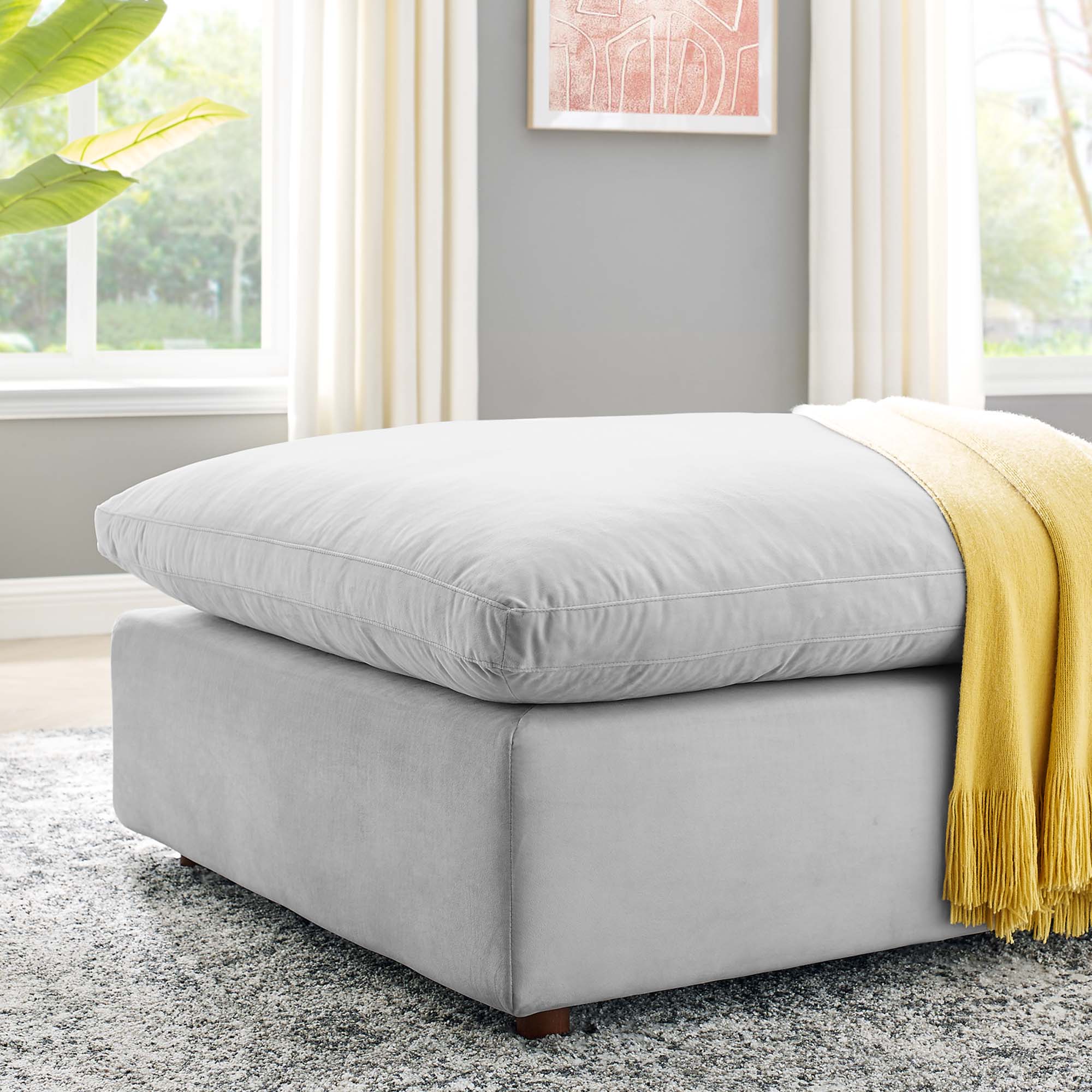 Commix Down Filled Overstuffed Performance Velvet Ottoman