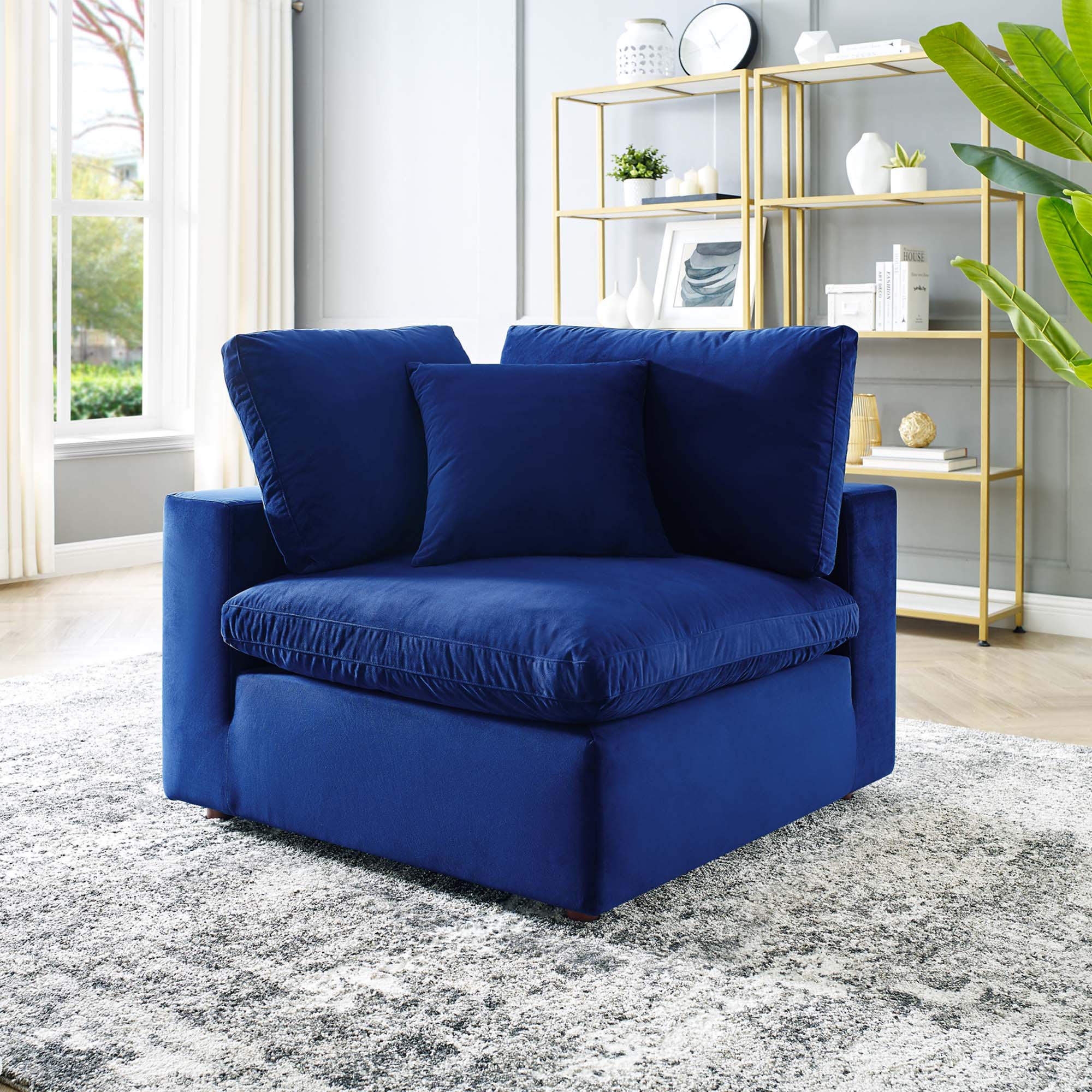 Commix Down Filled Overstuffed Performance Velvet Corner Chair