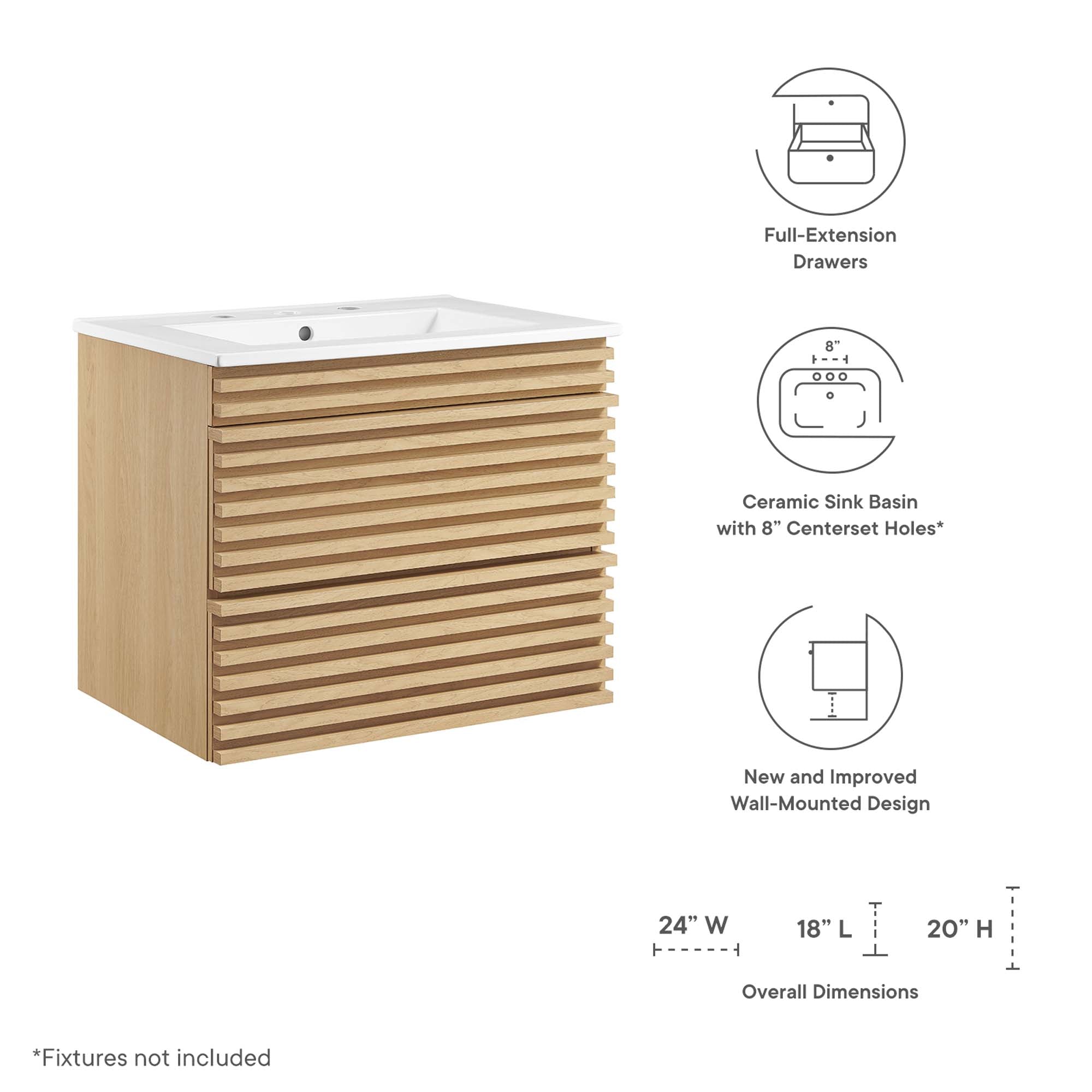 Render 24" Wall-Mount Bathroom Vanity