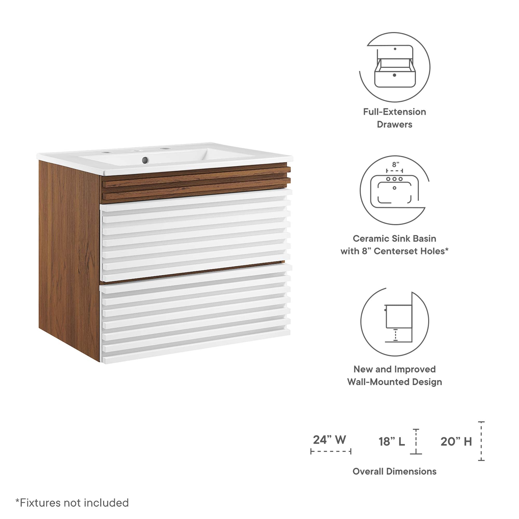 Render 24" Wall-Mount Bathroom Vanity