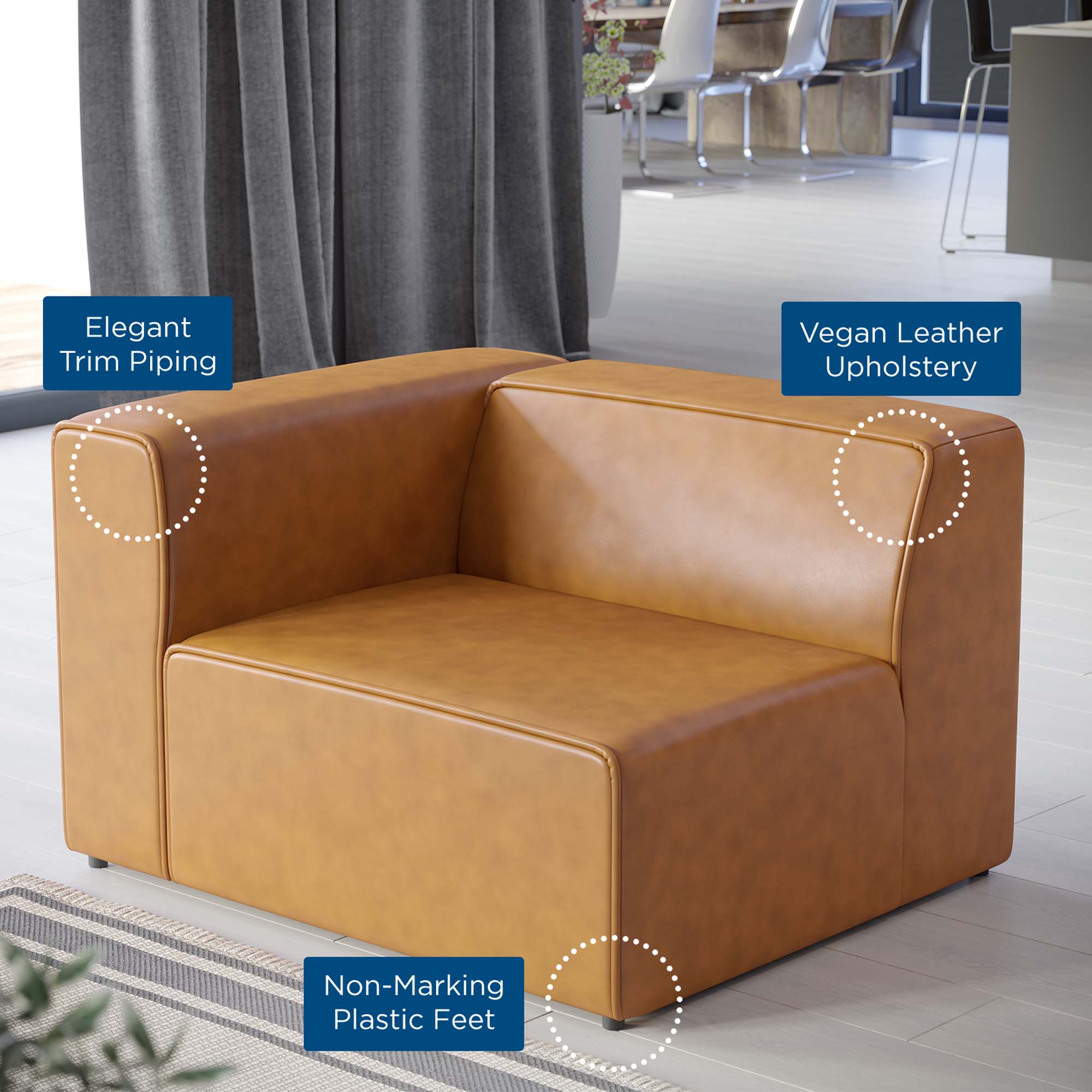 Mingle Vegan Leather Left-Arm Chair