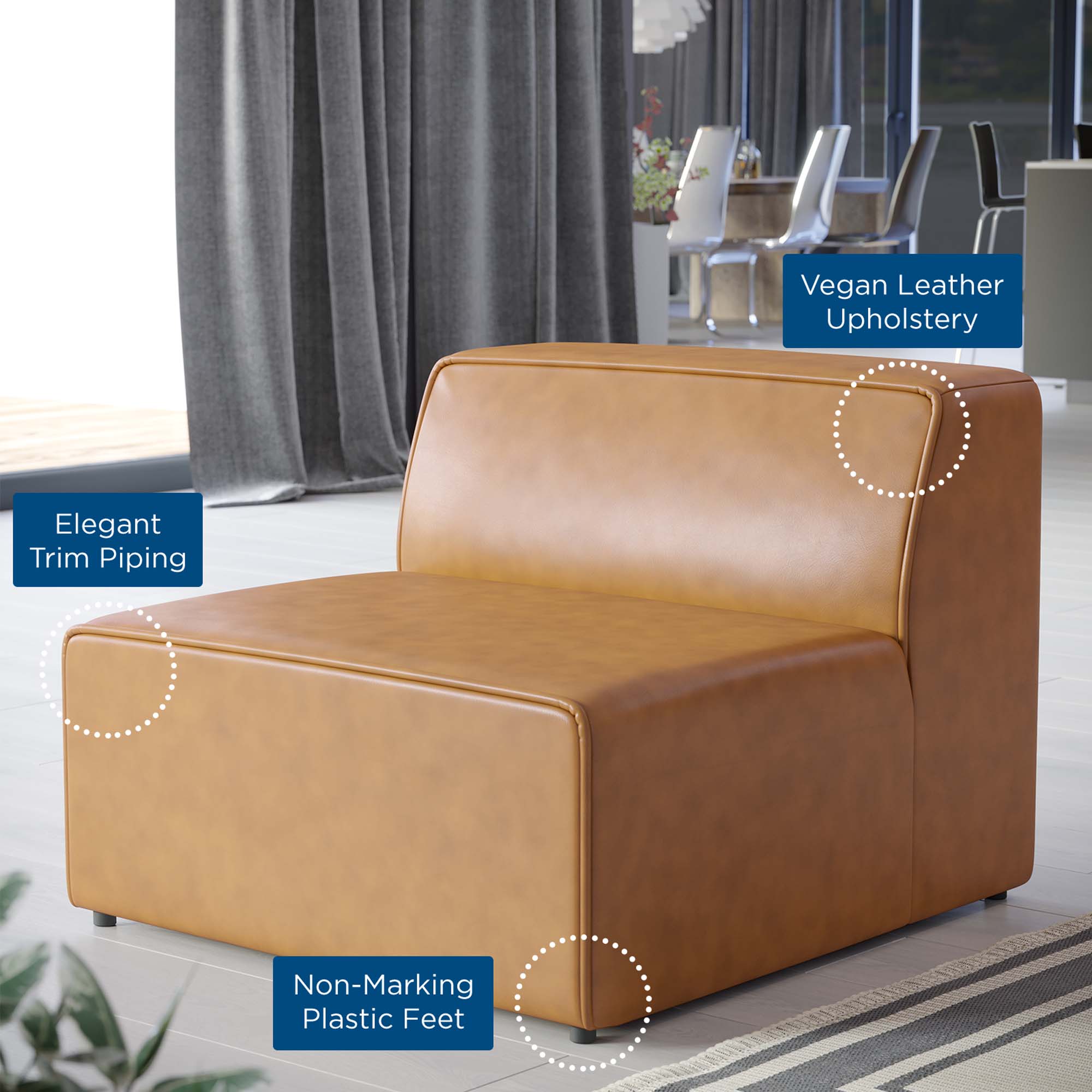 Mingle Vegan Leather Armless Chair