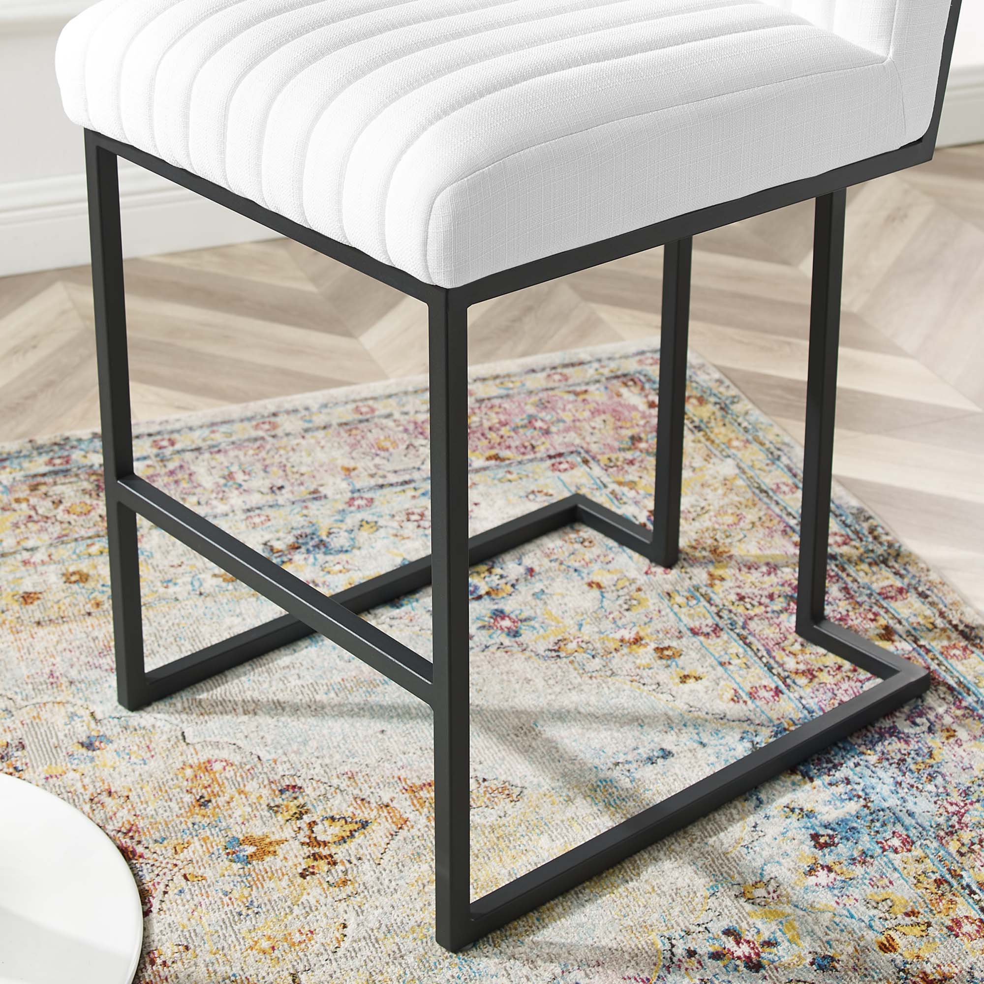 Indulge Channel Tufted Fabric Counter Stool