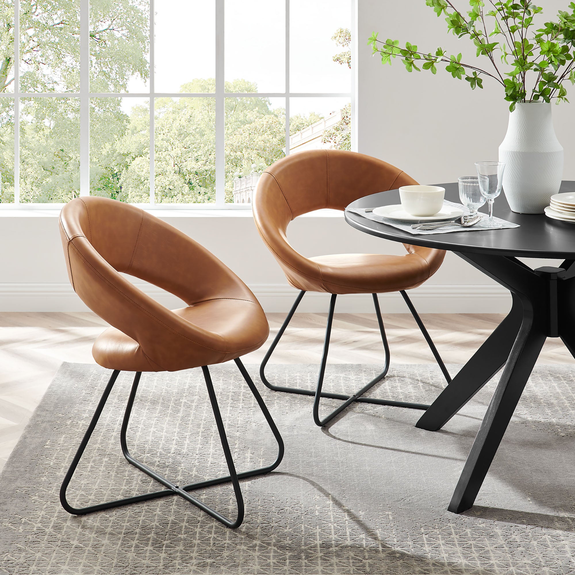 Nouvelle Vegan Leather Dining Chair Set of 2