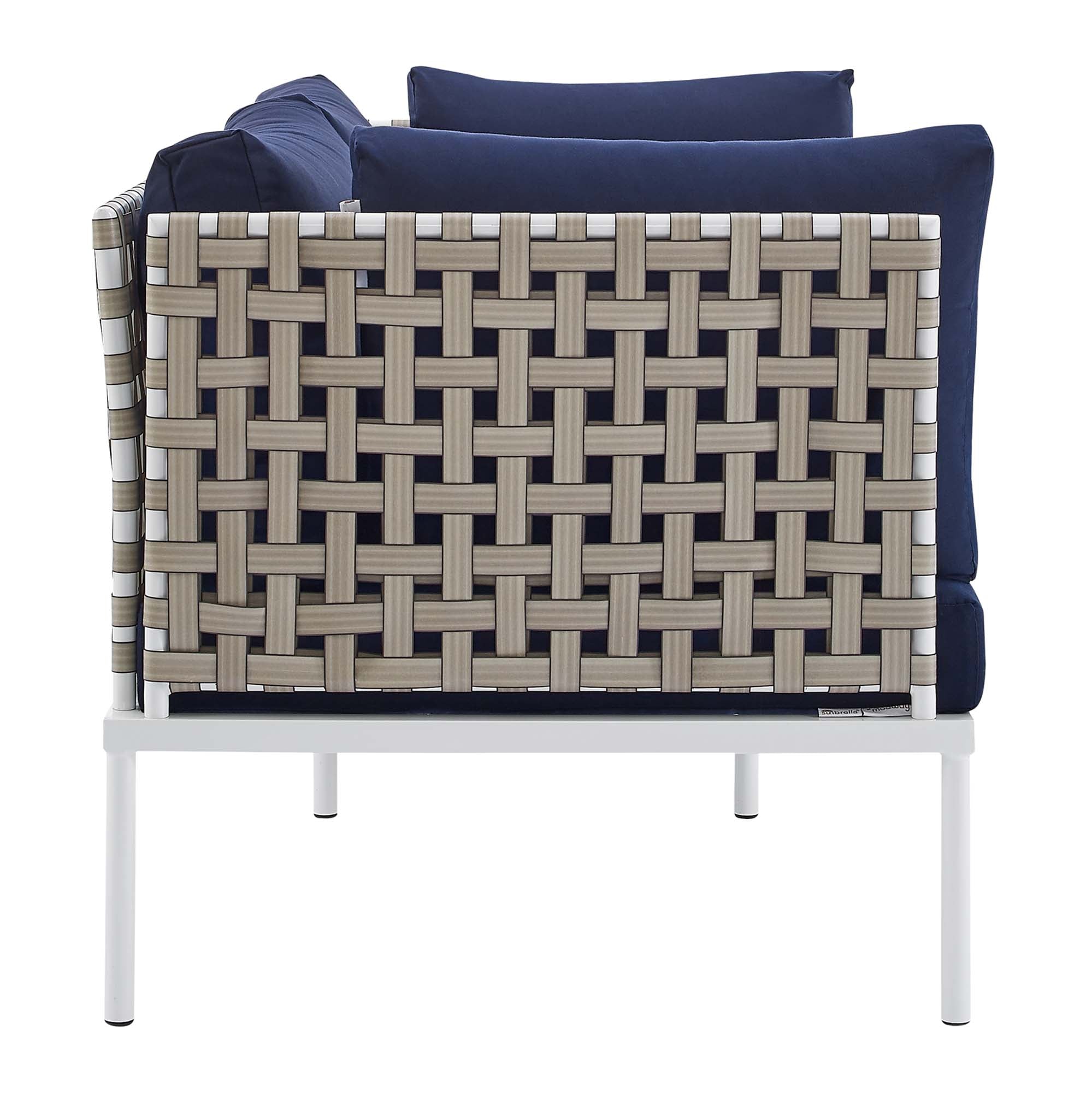 Harmony 4-Piece  Sunbrella® Basket Weave Outdoor Patio Aluminum Seating Set