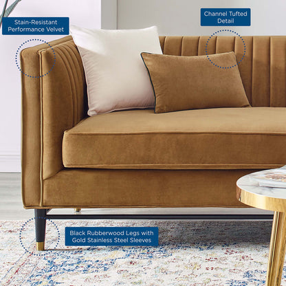 Devote Channel Tufted Performance Velvet Sofa