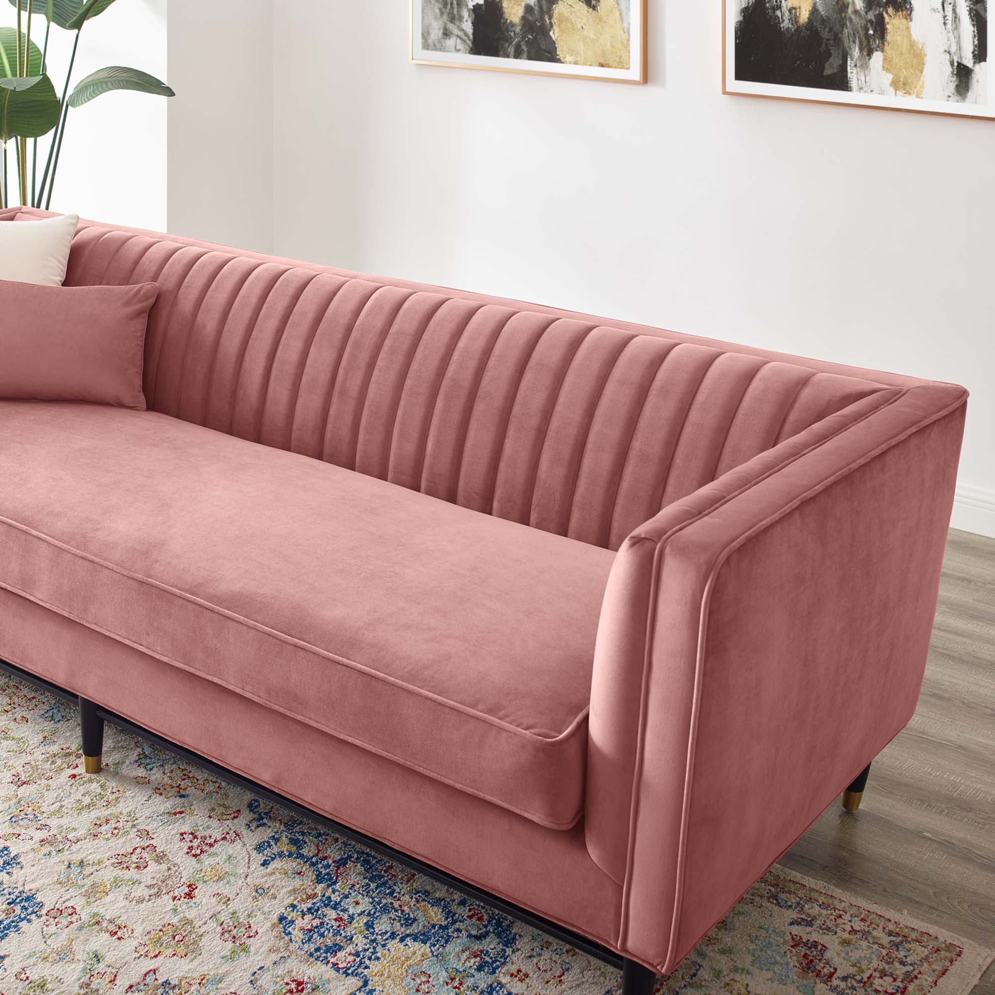 Devote Channel Tufted Performance Velvet Sofa