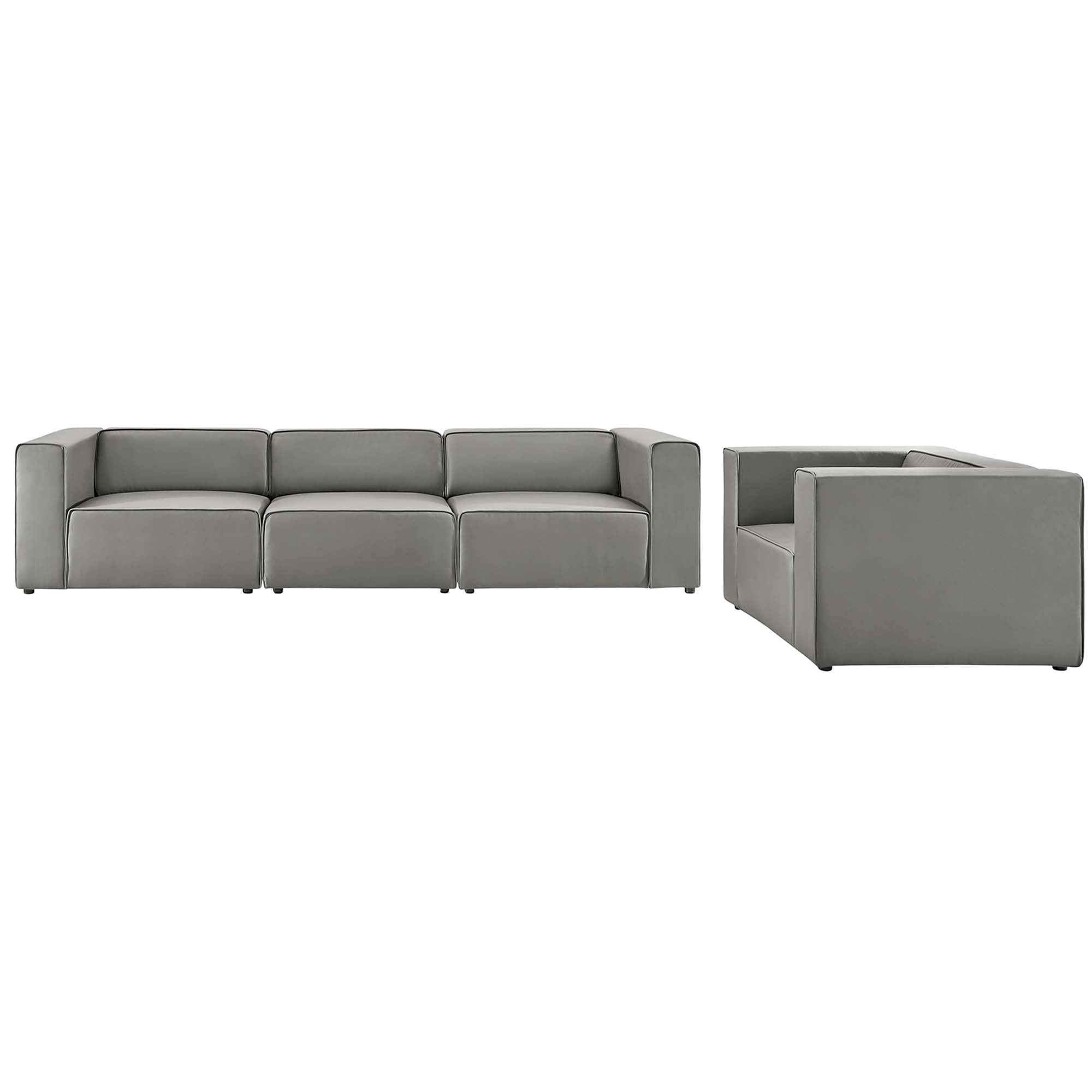 Mingle Vegan Leather Sofa and Armchair Set