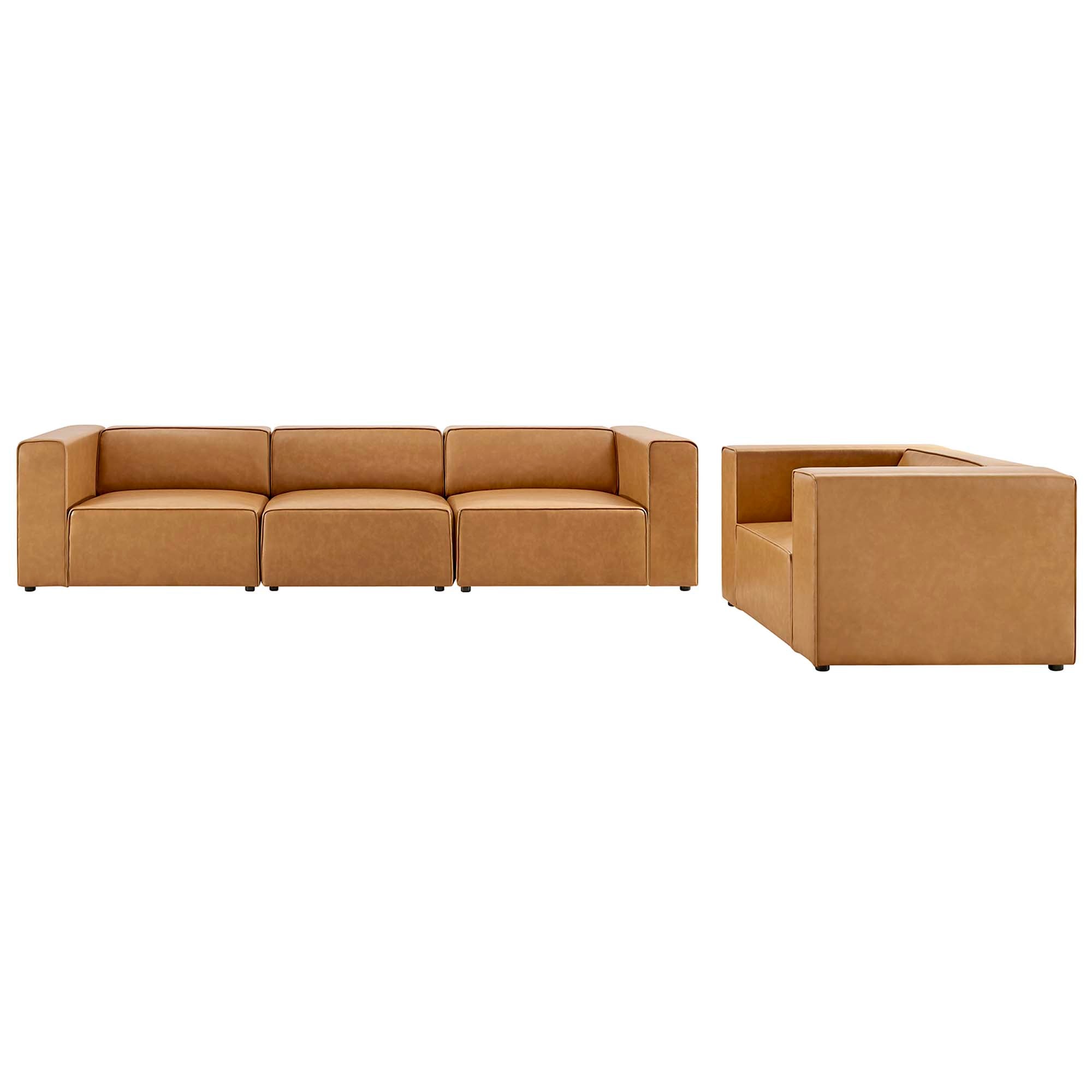 Mingle Vegan Leather Sofa and Armchair Set