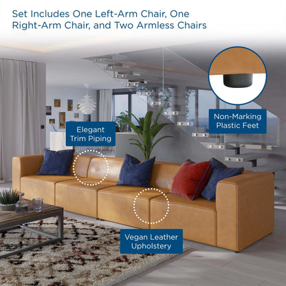 Mingle Vegan Leather 4-Piece Sectional Sofa