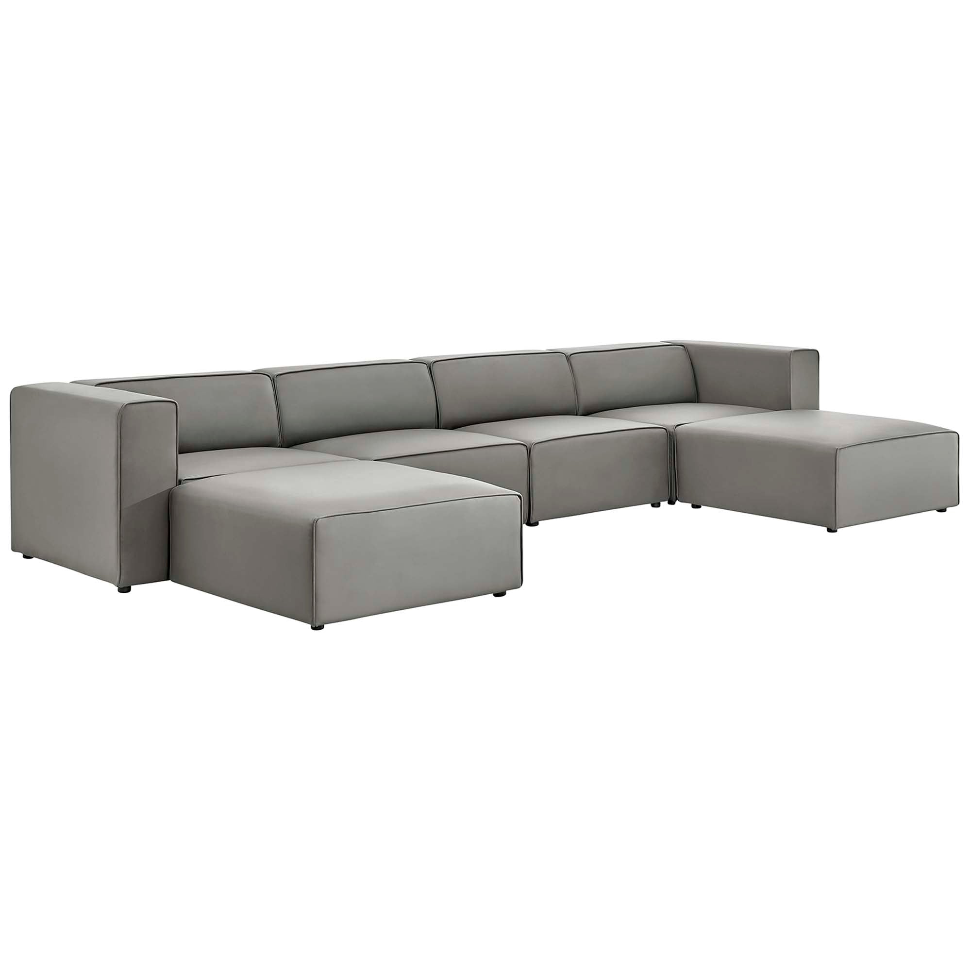 Mingle Vegan Leather 4-Piece Sofa and 2 Ottomans Set