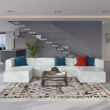 Mingle Vegan Leather 4-Piece Sofa and 2 Ottomans Set