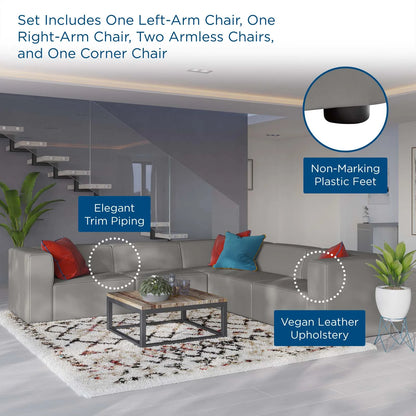 Mingle Vegan Leather 5-Piece Sectional Sofa