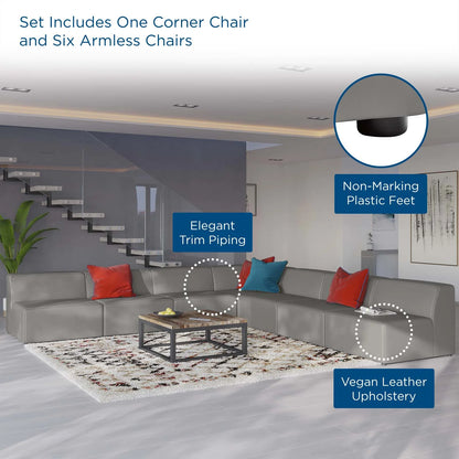 Mingle Vegan Leather 7-Piece Sectional Sofa