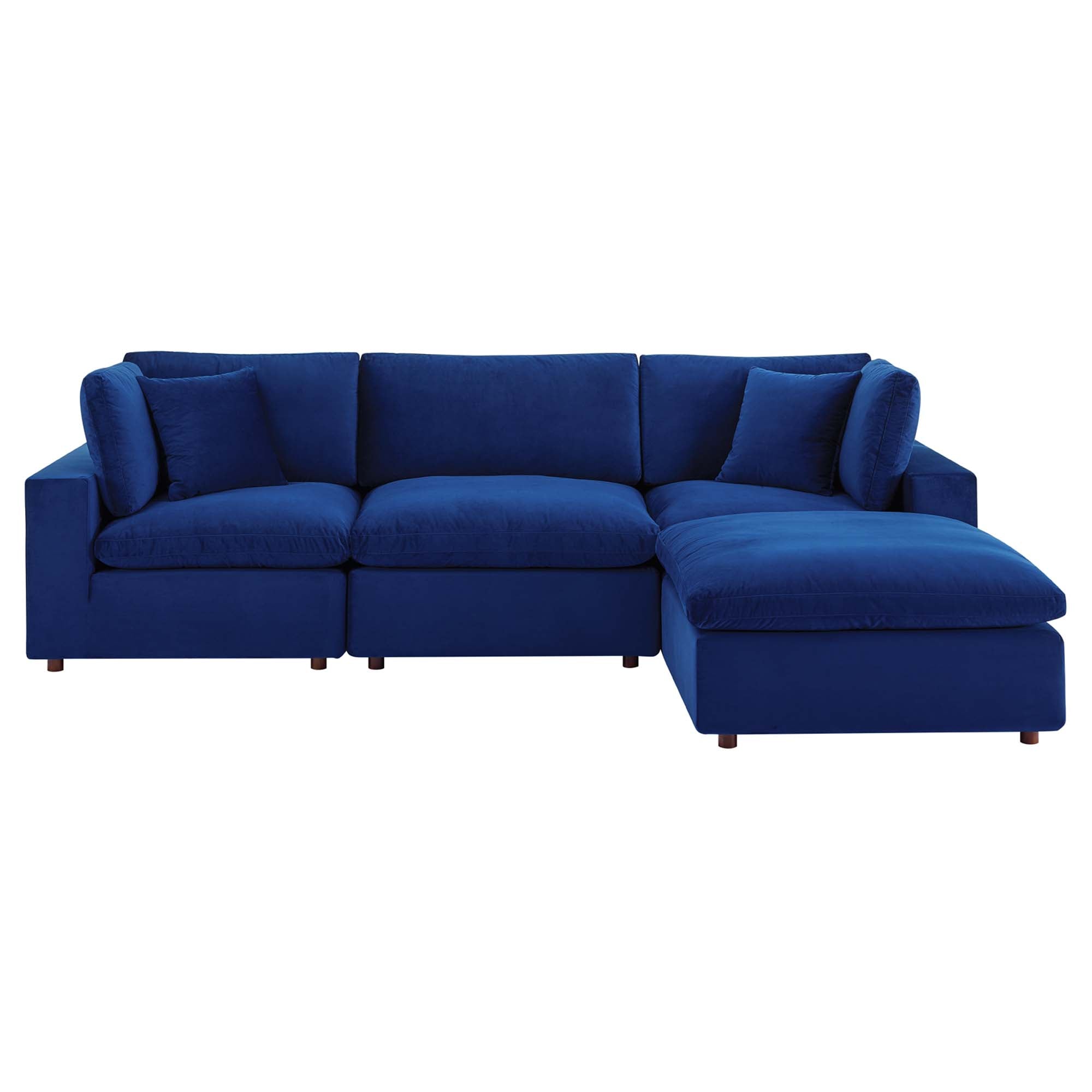 Commix Down Filled Overstuffed Performance Velvet 4-Piece Sectional Sofa