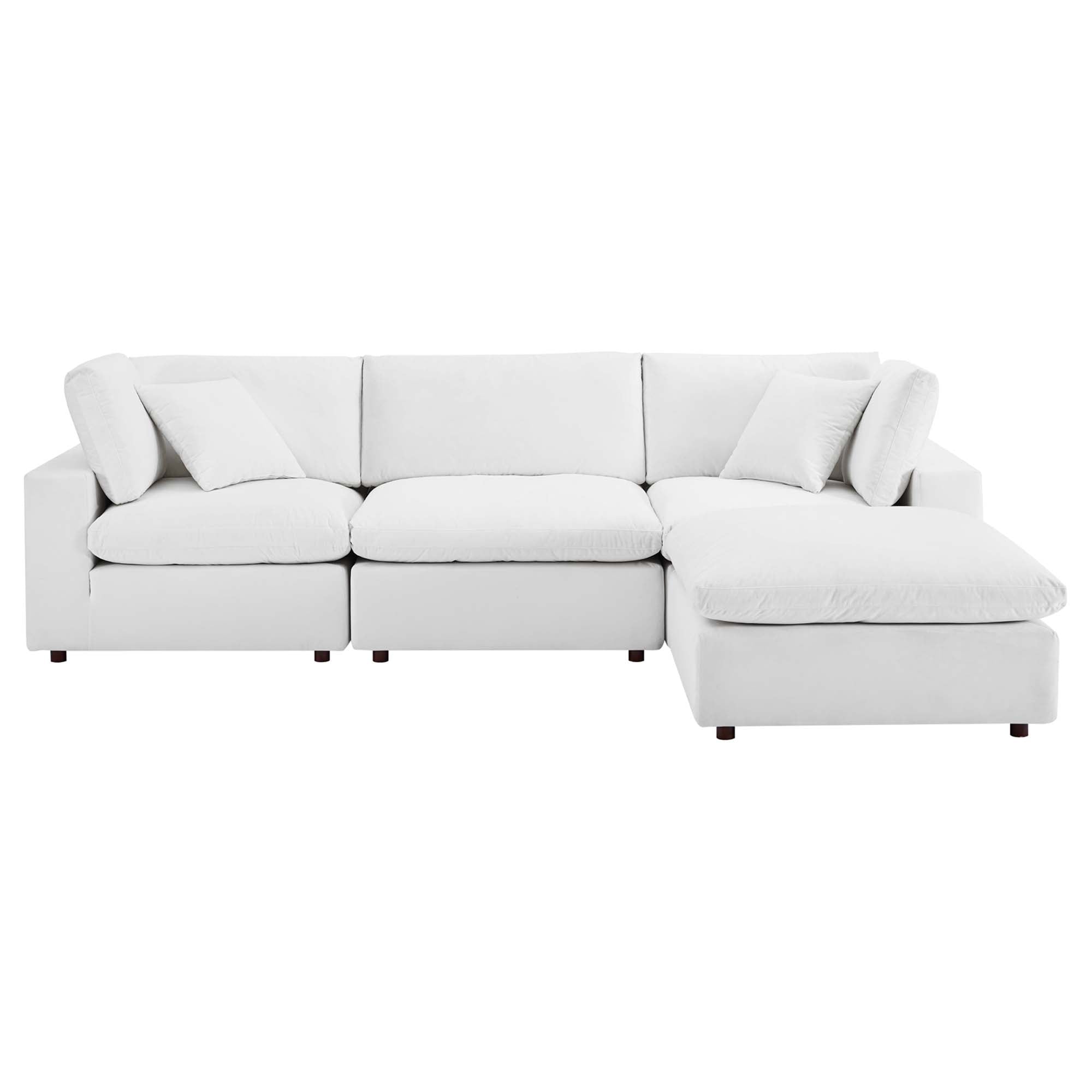 Commix Down Filled Overstuffed Performance Velvet 4-Piece Sectional Sofa