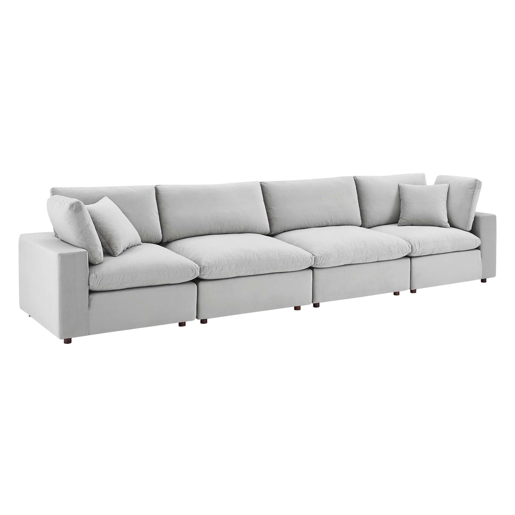 Commix Down Filled Overstuffed Performance Velvet 4-Seater Sofa