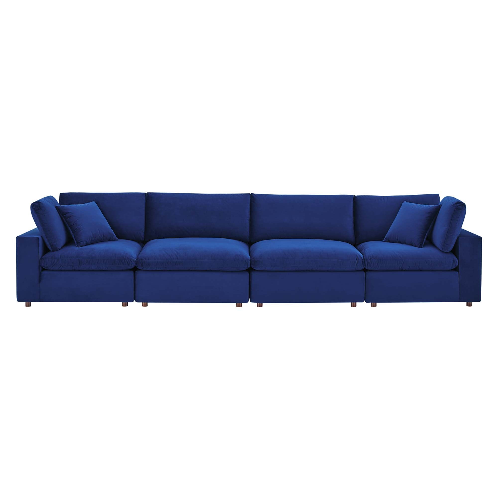 Commix Down Filled Overstuffed Performance Velvet 4-Seater Sofa