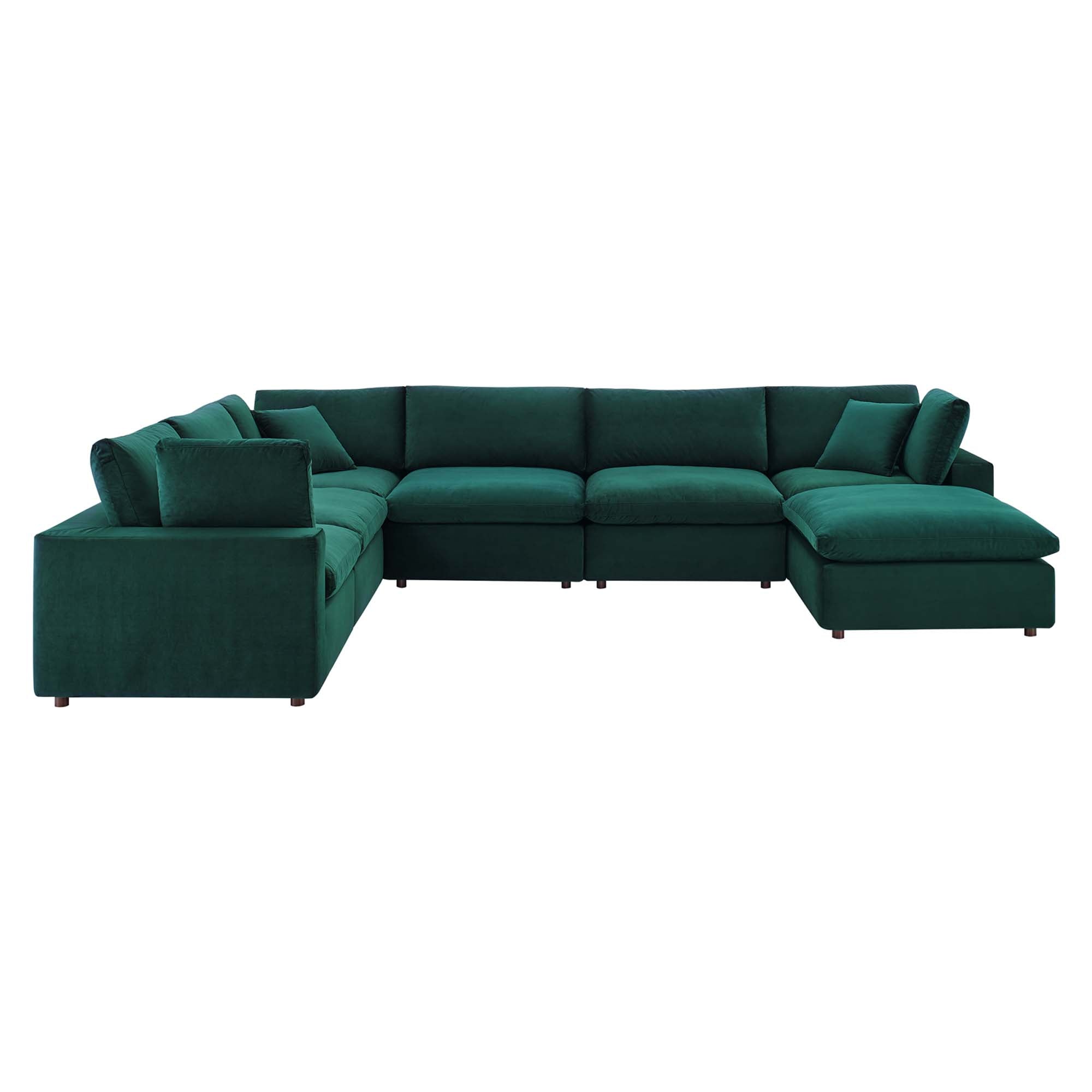 Commix Down Filled Overstuffed Performance Velvet 7-Piece Sectional Sofa