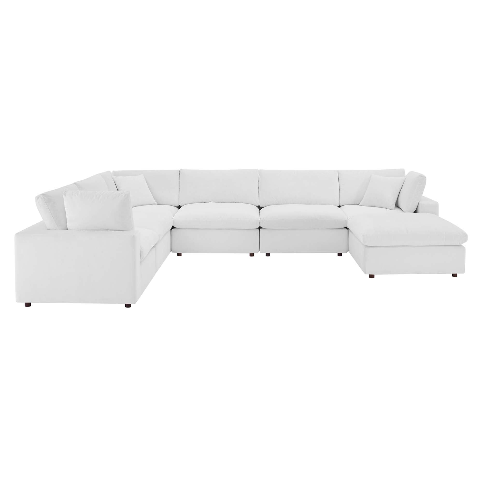 Commix Down Filled Overstuffed Performance Velvet 7-Piece Sectional Sofa