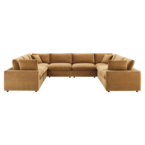 Commix Down Filled Overstuffed Performance Velvet 8-Piece Sectional Sofa