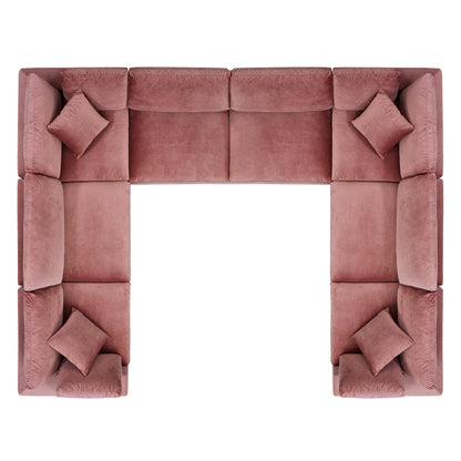 Commix Down Filled Overstuffed Performance Velvet 8-Piece Sectional Sofa