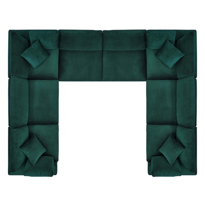Commix Down Filled Overstuffed Performance Velvet 8-Piece Sectional Sofa