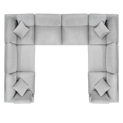 Commix Down Filled Overstuffed Performance Velvet 8-Piece Sectional Sofa