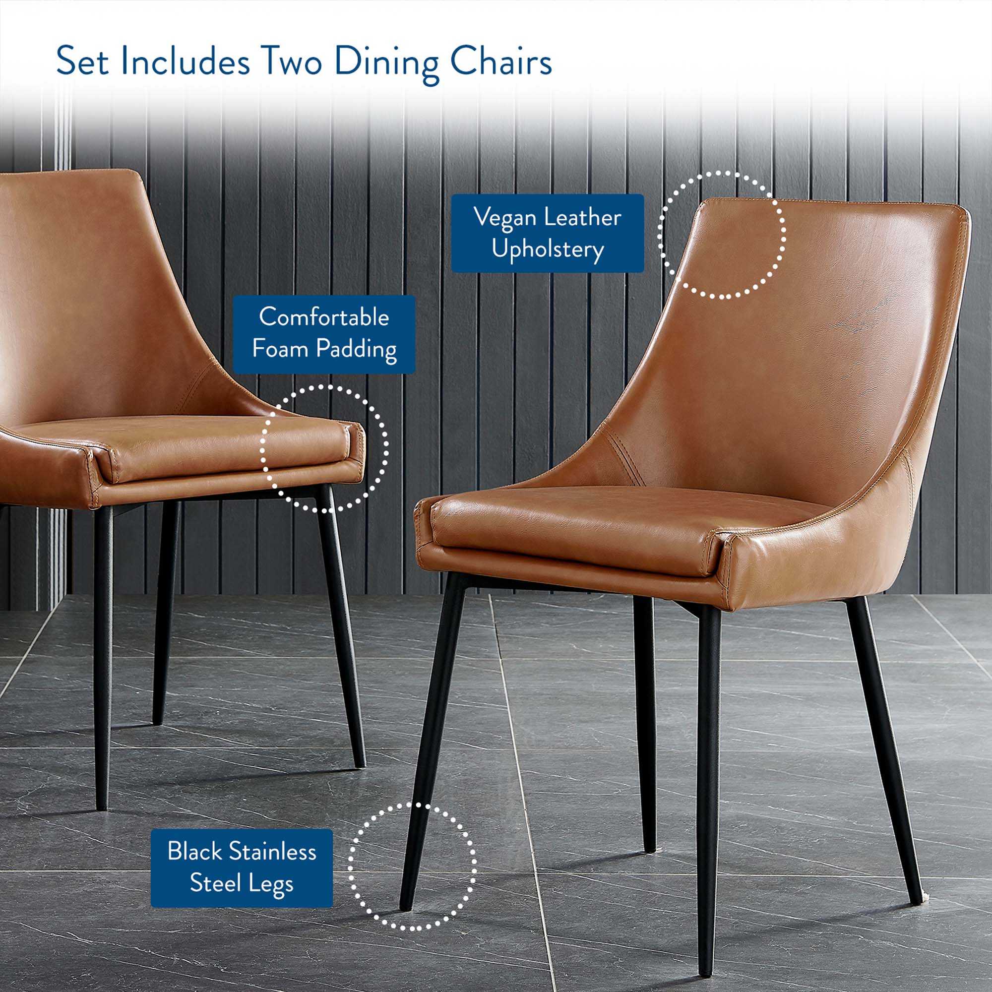 Viscount Vegan Leather Dining Chairs - Set of 2