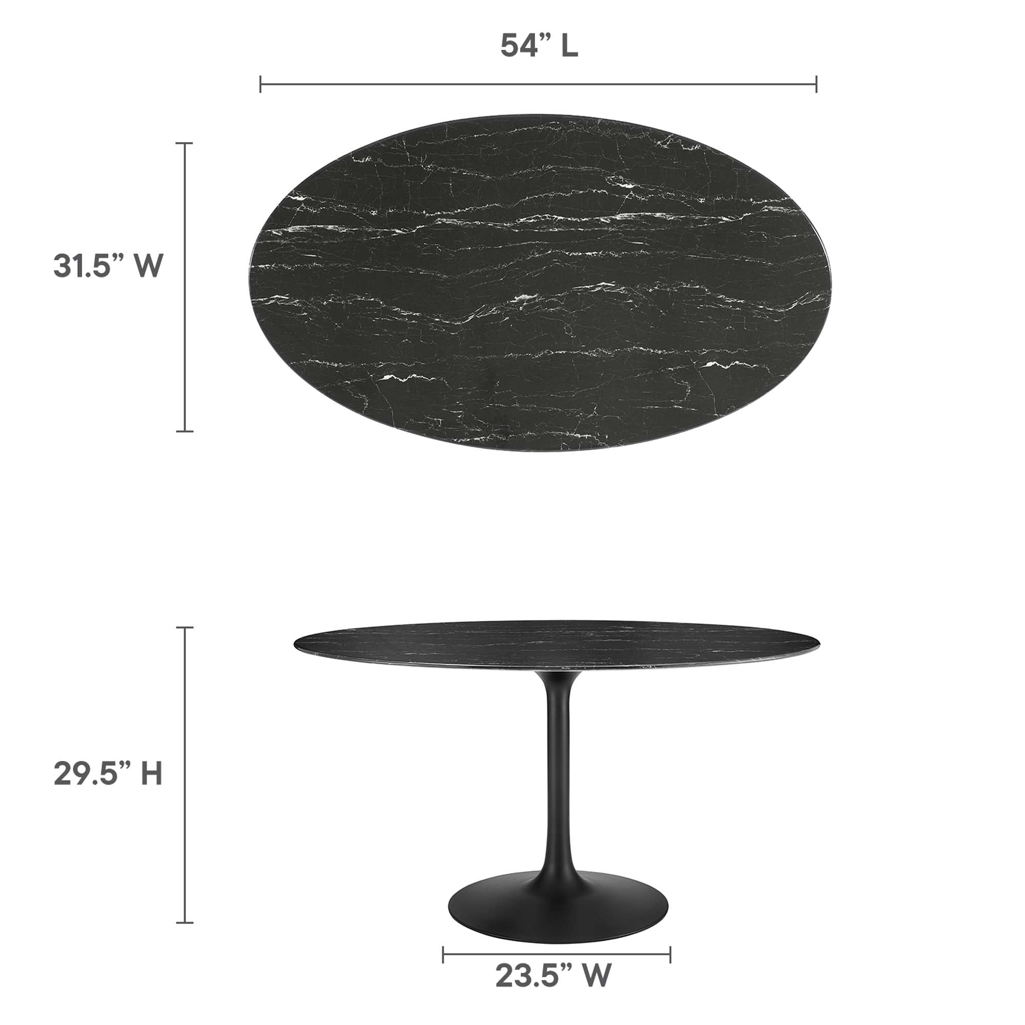 Lippa 54" Oval Artificial Marble Dining Table