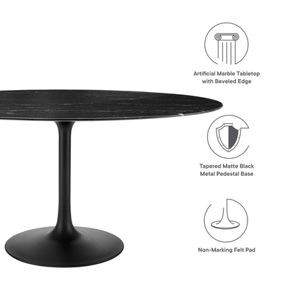 Lippa 60" Oval Artificial Marble Dining Table