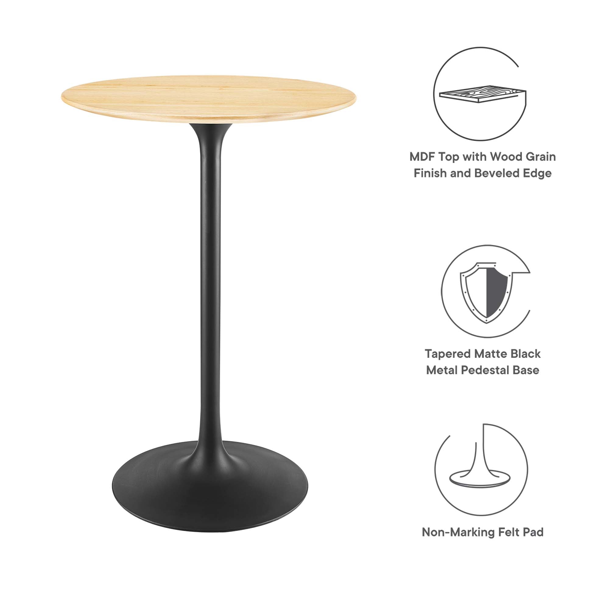 Lippa 28" Round Wood Grain Bar Table