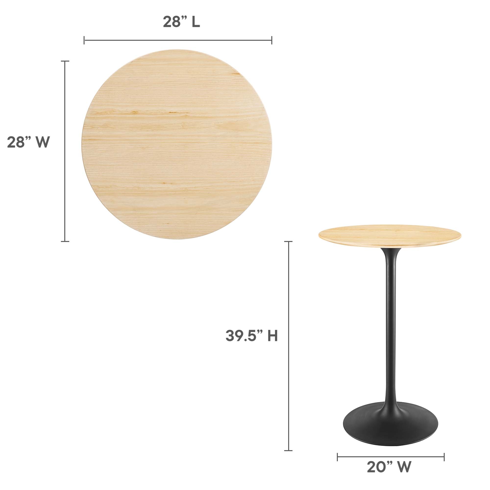 Lippa 28" Round Wood Grain Bar Table