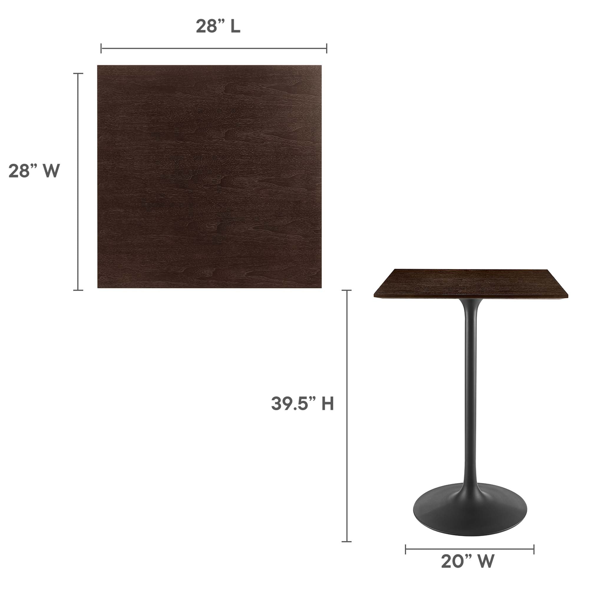 Lippa 28" Square Wood Grain Bar Table