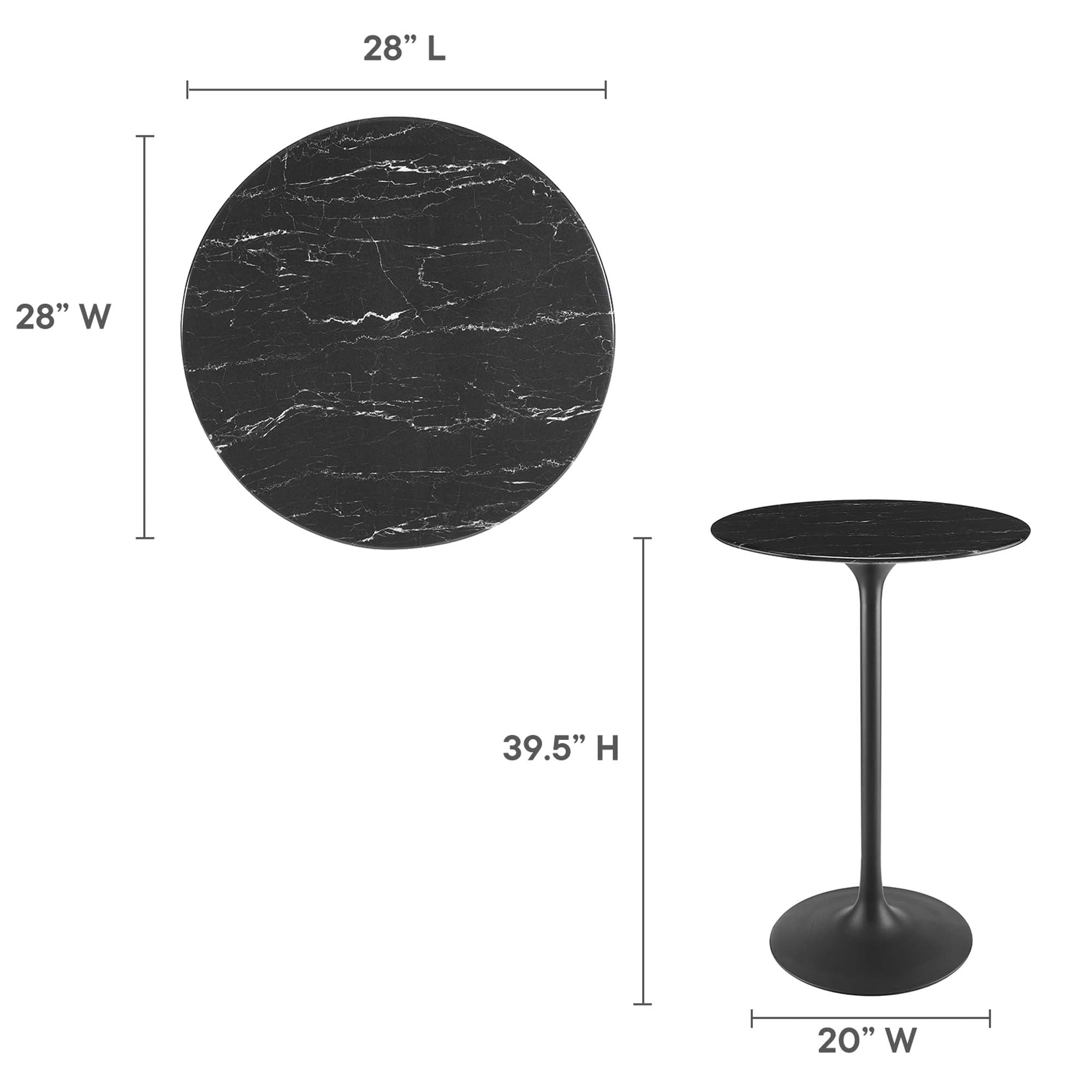 Lippa 28" Round Artificial Marble Bar Table